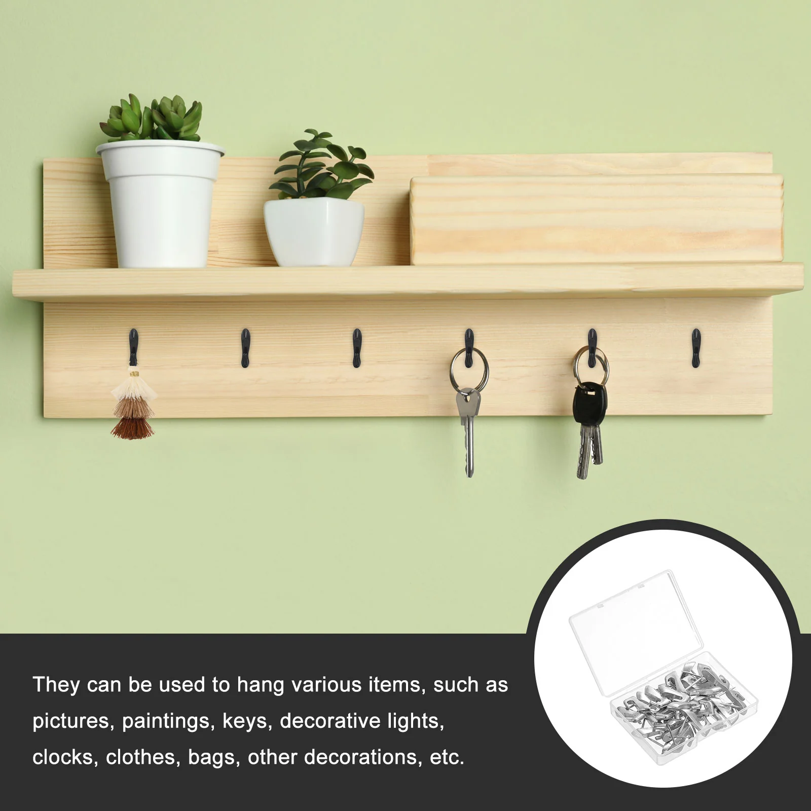Uxcell 10 Pcs Push Pin Picture Hooks, Zinc Alloy Picture Hanging Nails Thumb Tacks Hanging Hooks with Nails for Wall Wooden Board, Silver - Image 5