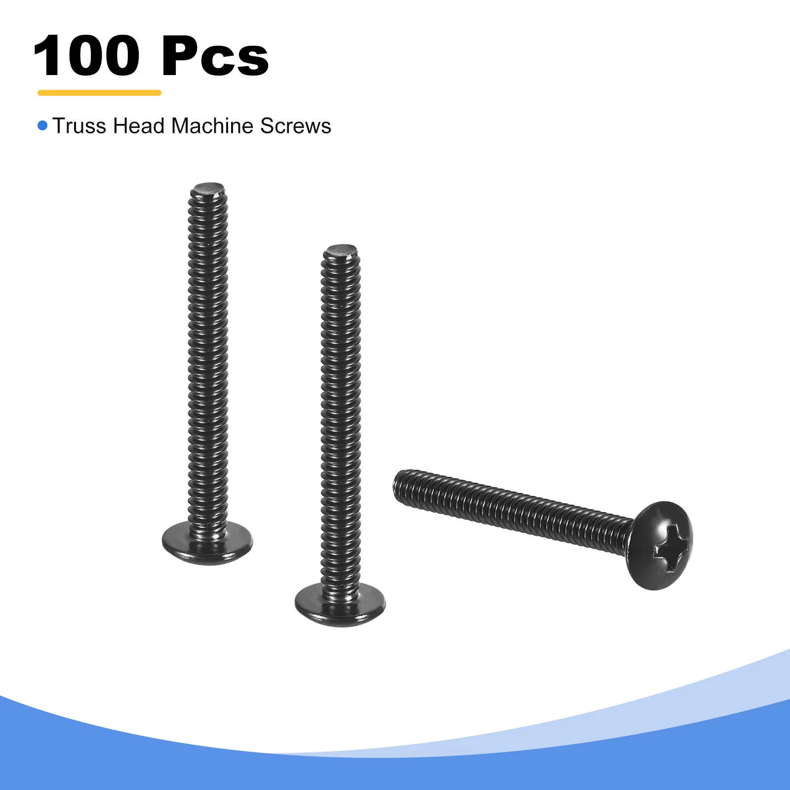 Uxcell #8-32 x 1-1/4" Truss Head Phillips Machine Screws, 100 Pcs 304 Stainless Steel - Image 3