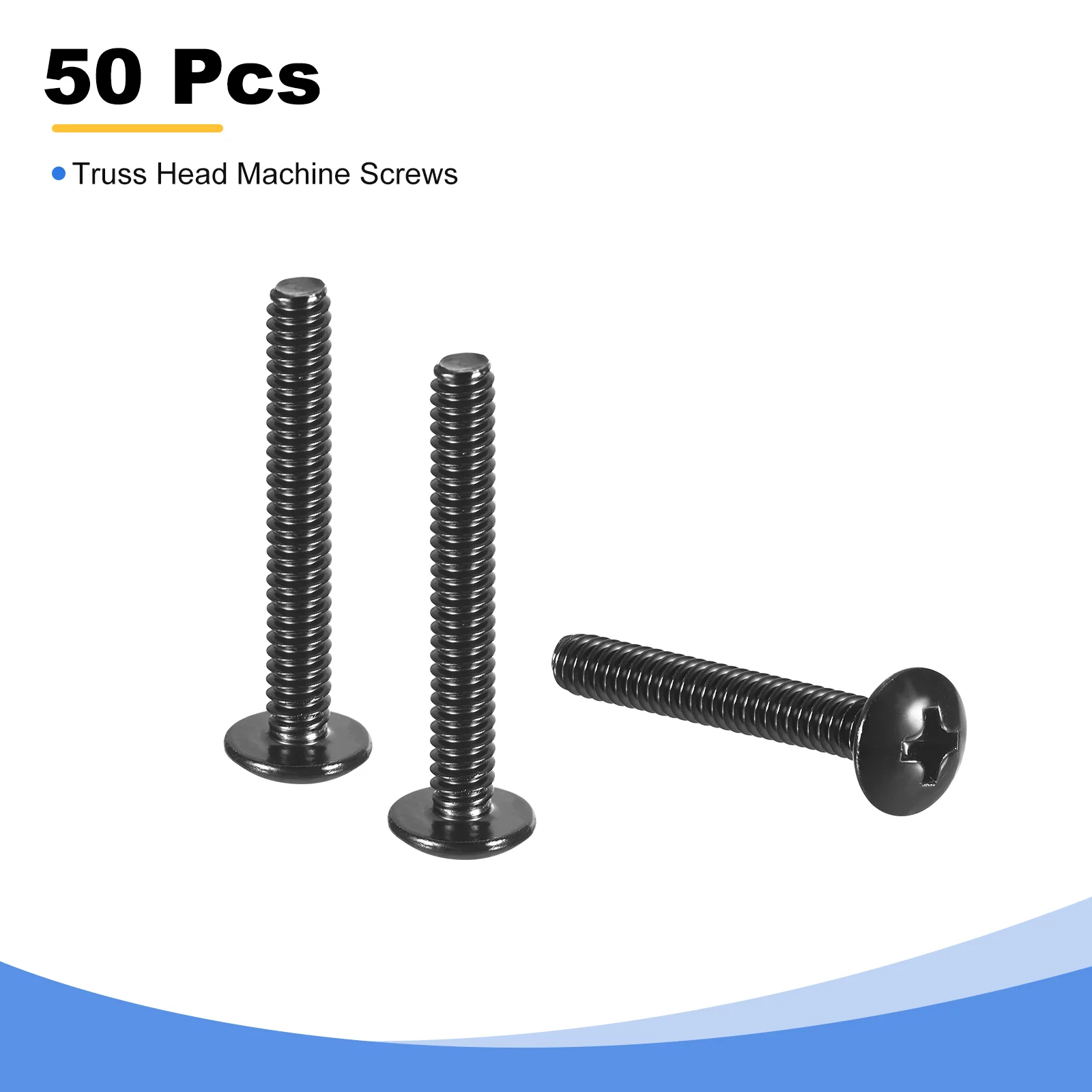 Uxcell #6-32 x 1" Truss Head Phillips Machine Screws, 304 Stainless Steel 50 Pcs - Image 3