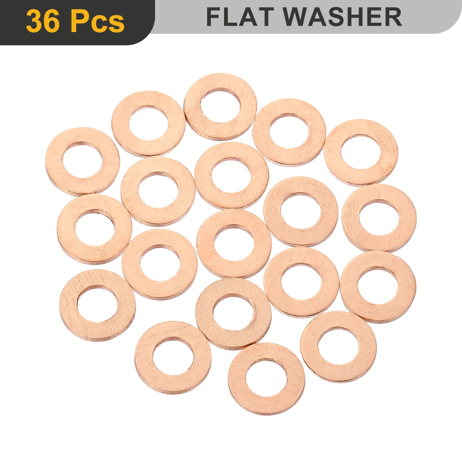 Uxcell M6 Flat Washer, 36 Pcs Copper Ring Flat Washers 12mm OD 1mm Thick Metal Sealing Gasket Ring for Screws Bolts Nuts - Image 3