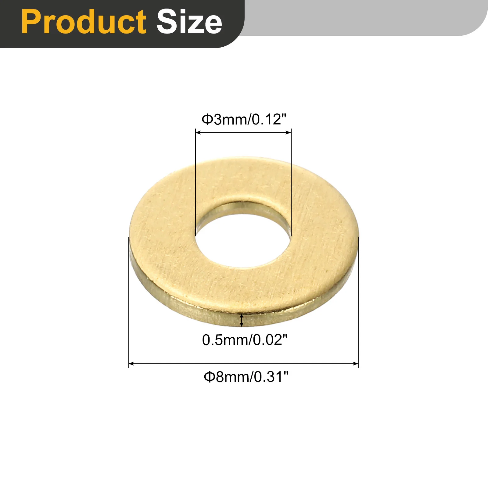 Uxcell M3 Flat Washer, 240Pcs Brass Ring Washers 8mm OD 0.5mm Thick Sealing Gasket Ring - Image 2