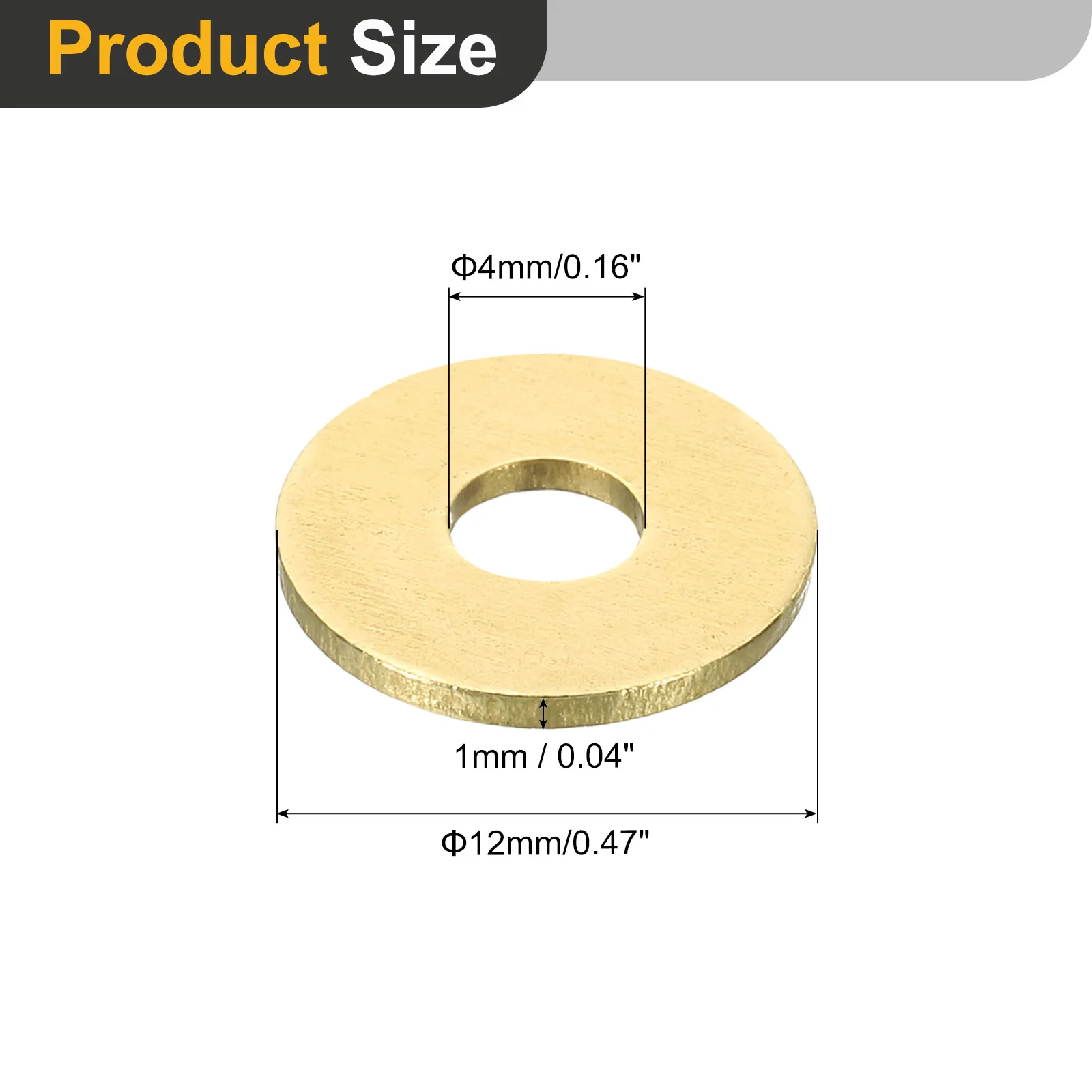 Uxcell M4 Flat Washer, 50Pcs Brass Ring Washers 12mm OD 1mm Thick Sealing Gasket Ring - Image 2