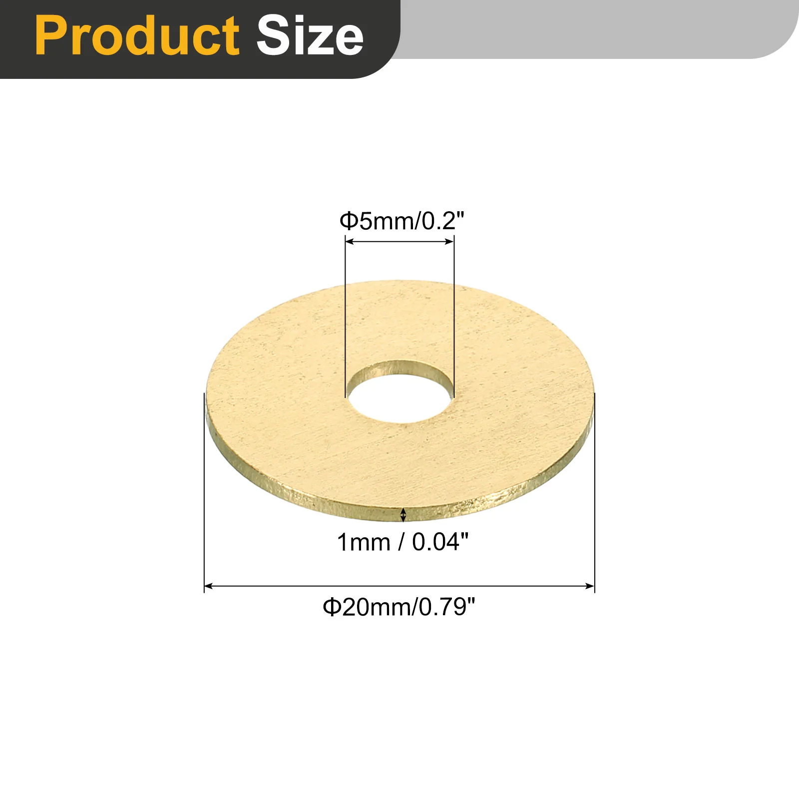 Uxcell M5 Flat Washer, 20Pcs Brass Ring Washers 20mm OD 1mm Thick Sealing Gasket Ring - Image 2