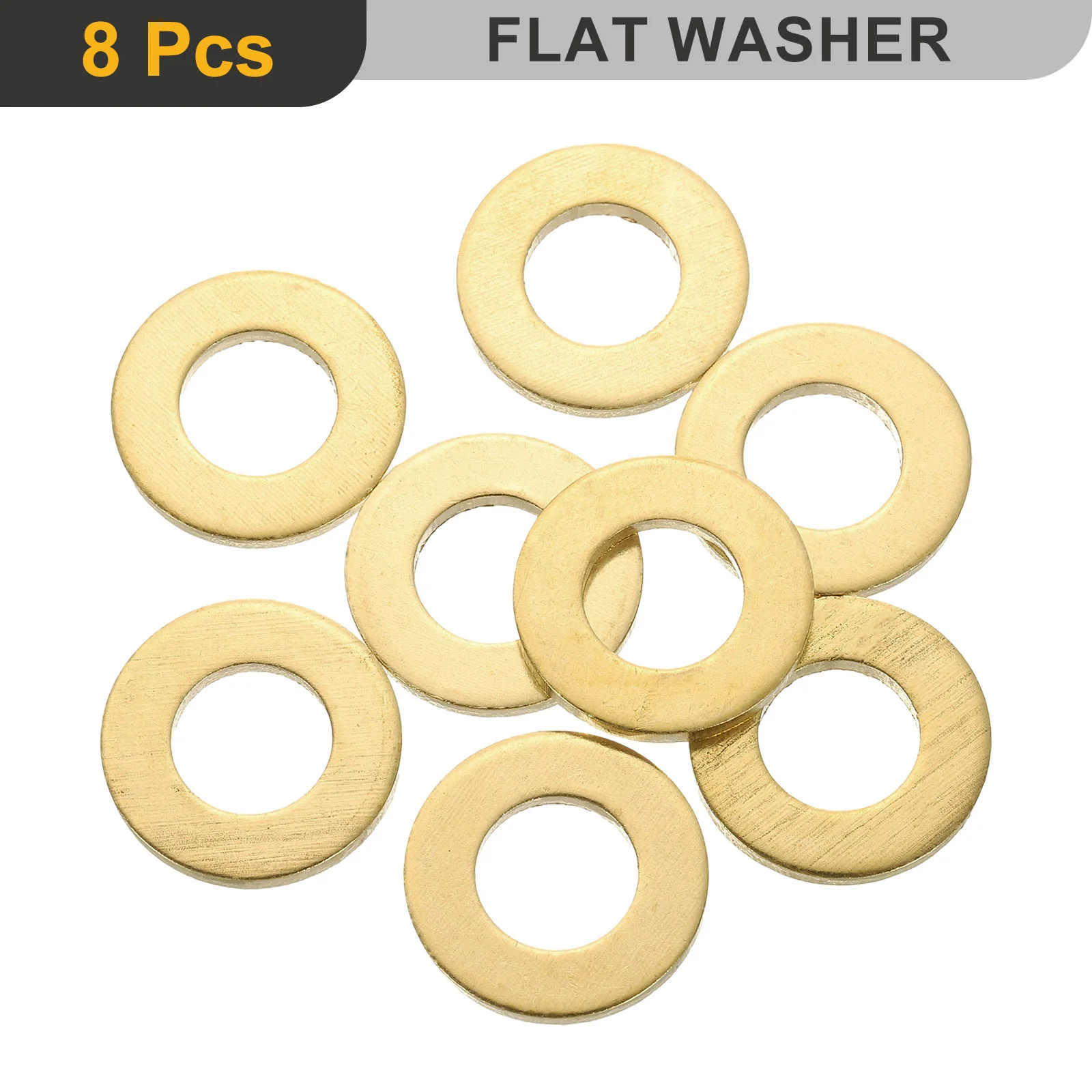 Uxcell M10 Flat Washer, 8Pcs Brass Ring Washers 20mm OD 2mm Thick Sealing Gasket Ring - Image 3
