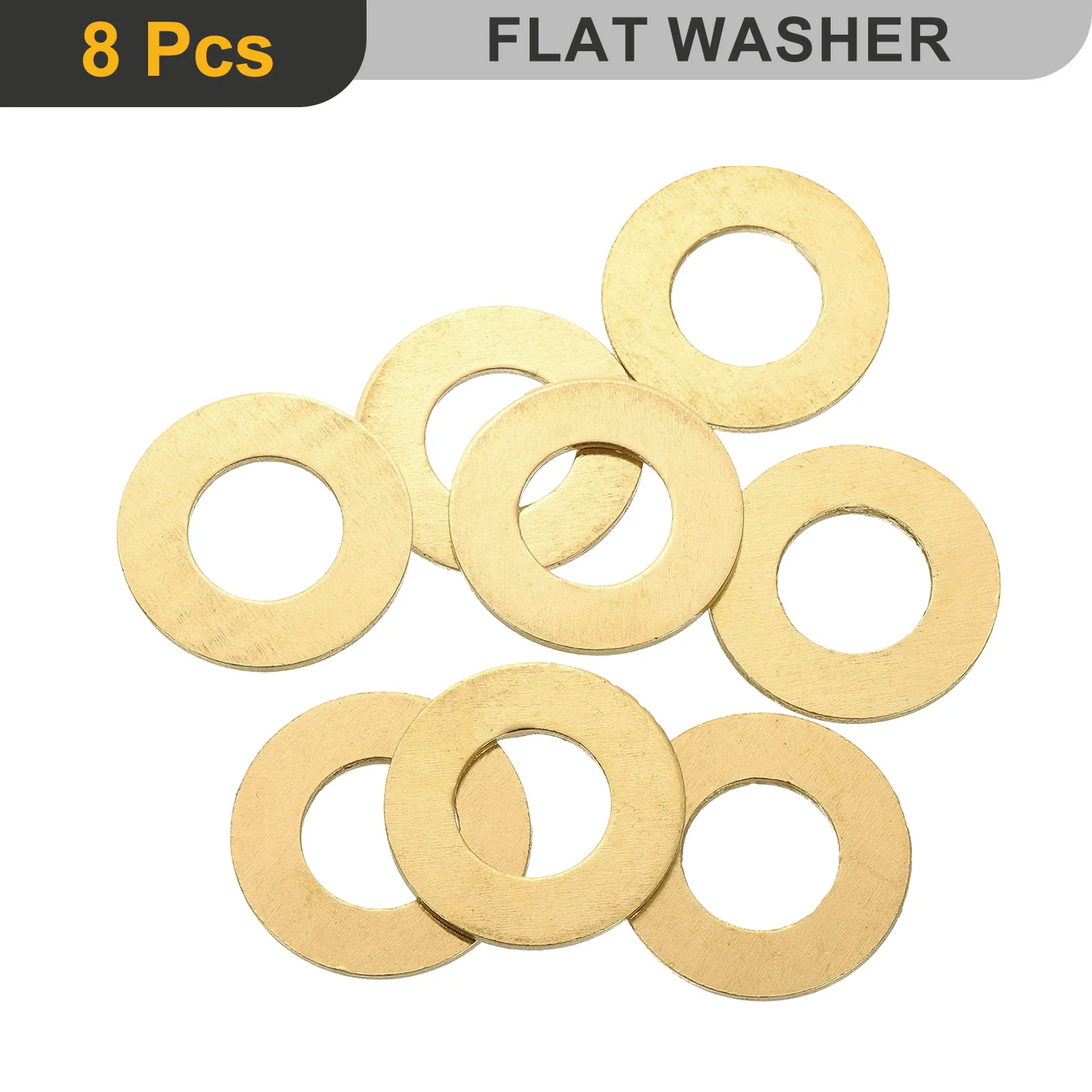 Uxcell M12 Flat Washer, 8Pcs Brass Ring Washers 24mm OD 1.2mm Thick Sealing Gasket Ring - Image 3