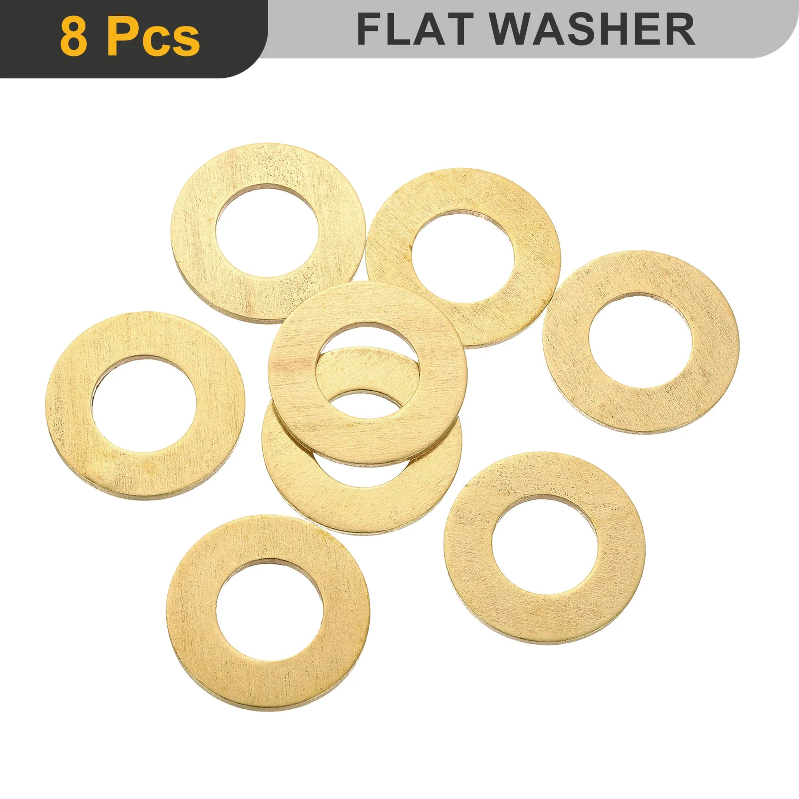 Uxcell M12 Flat Washer, 8Pcs Brass Ring Washers 24mm OD 1.5mm Thick Sealing Gasket Ring - Image 3