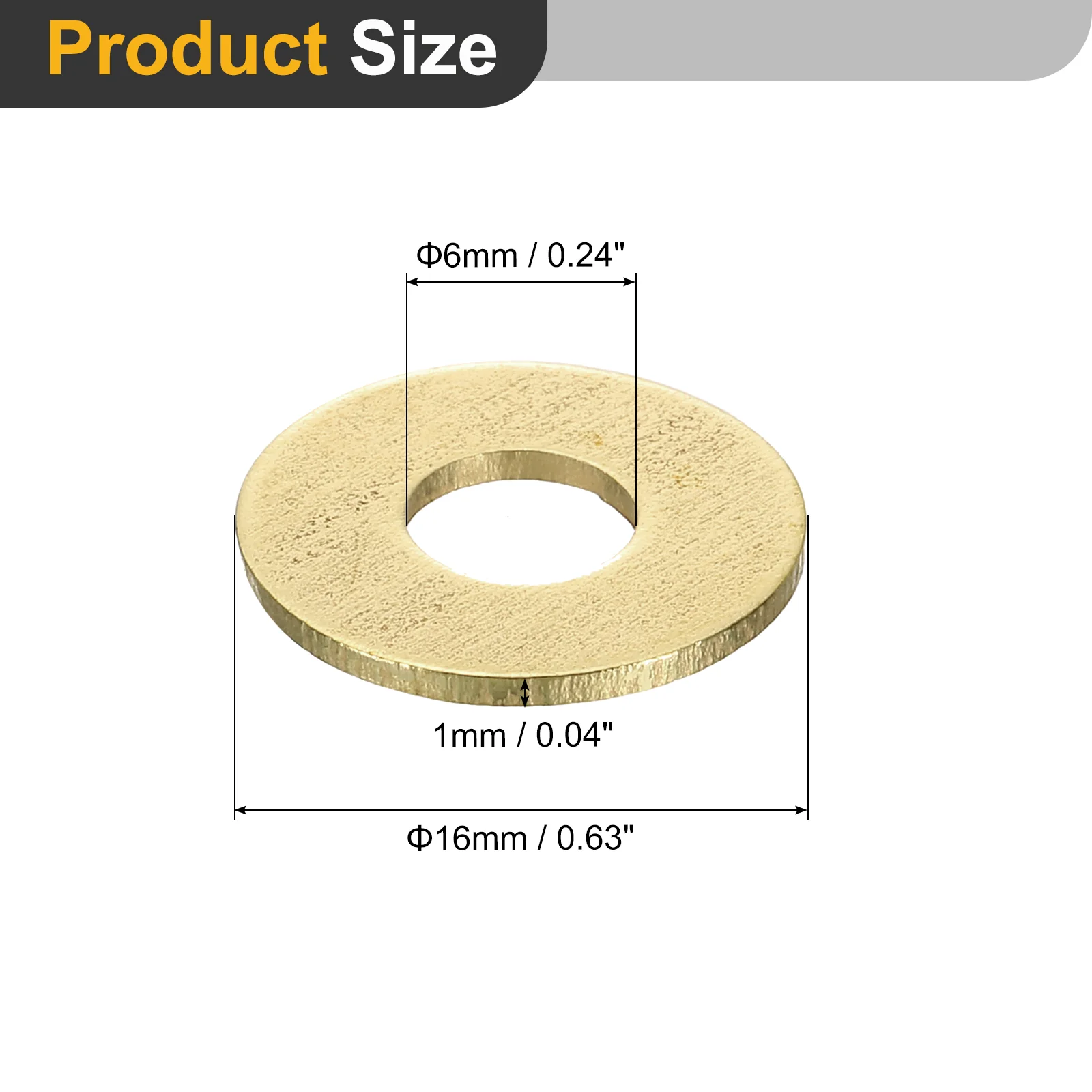 Uxcell M6 Flat Washer, 40Pcs Brass Ring Washers 16mm OD 1mm Thick Sealing Gasket Ring - Image 2