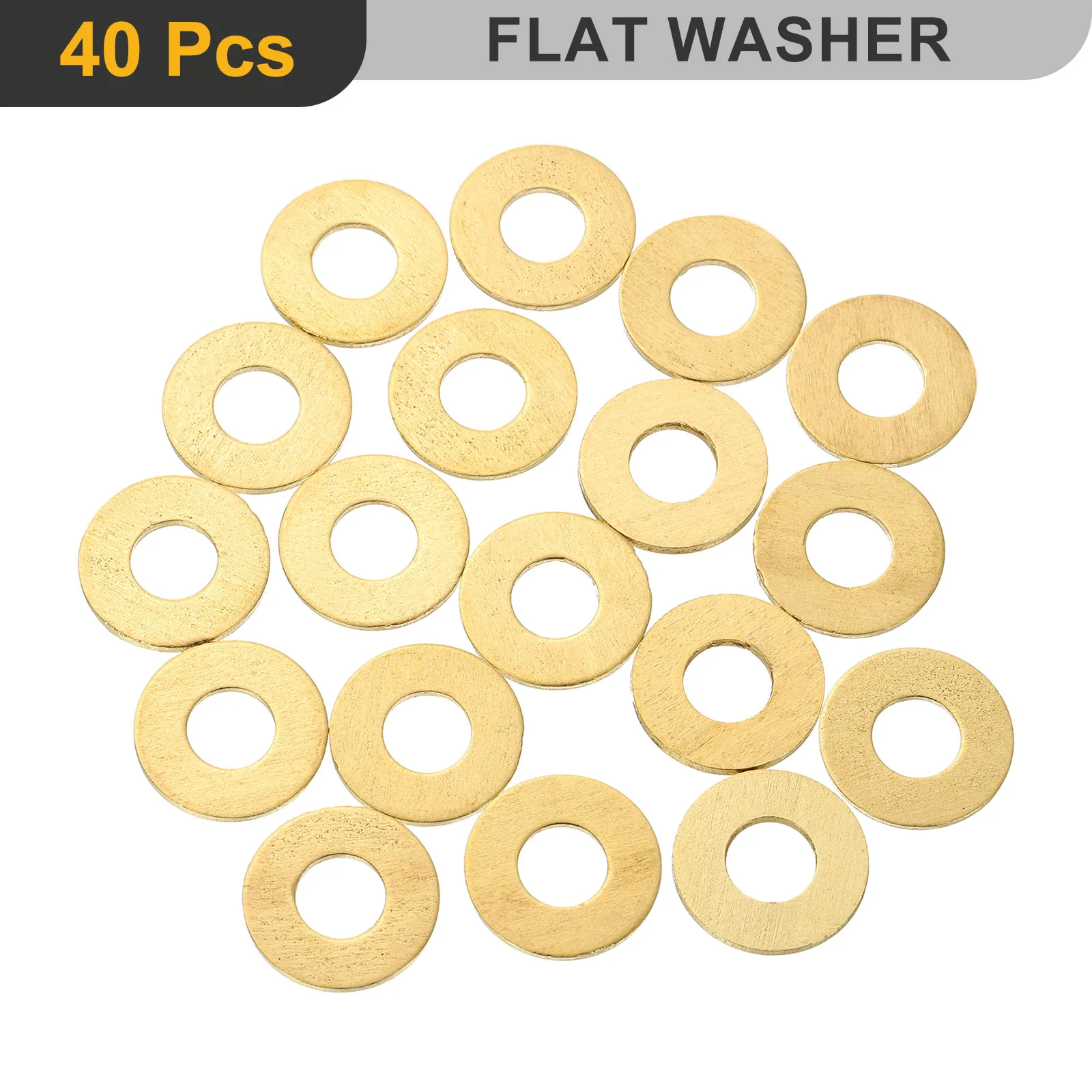 Uxcell M6 Flat Washer, 40Pcs Brass Ring Washers 14mm OD 1mm Thick Sealing Gasket Ring - Image 3
