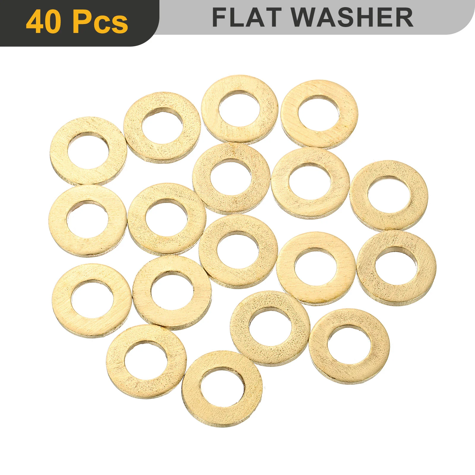 Uxcell M6 Flat Washer, 40Pcs Brass Ring Washers 12mm OD 1.5mm Thick Sealing Gasket Ring - Image 3
