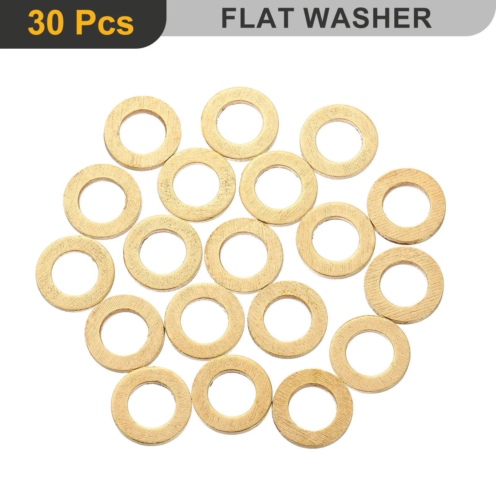 Uxcell M8 Flat Washer, 30Pcs Brass Ring Washers 14mm OD 1.5mm Thick Sealing Gasket Ring - Image 3