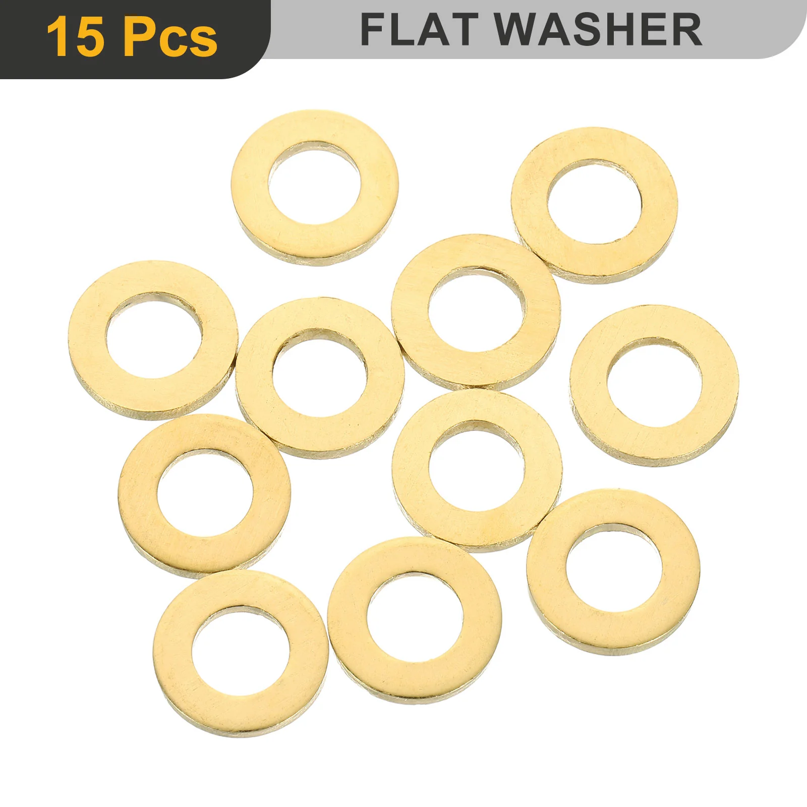 Uxcell M8 Flat Washer, 15Pcs Brass Ring Washers 16mm OD 2mm Thick Sealing Gasket Ring - Image 3