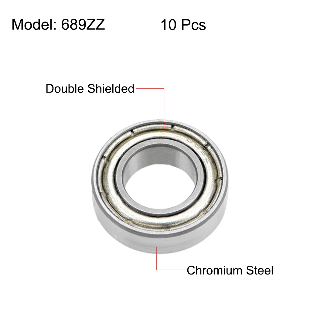 Uxcell 689ZZ Deep Groove Ball Bearings 9mm x 17mm x 5mm Double Shielded Chrome Steel Z2 10pcs - Image 2