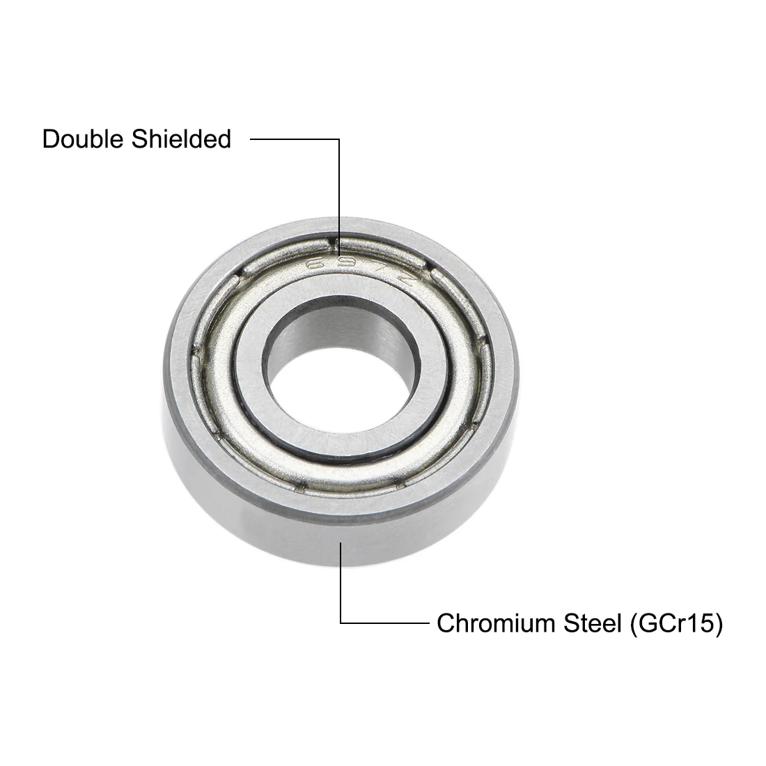 Uxcell 697ZZ Deep Groove Ball Bearings 7mm x 17mm x 5mm Double Shielded Chrome Steel P6(ABEC3) 10pcs - Image 3