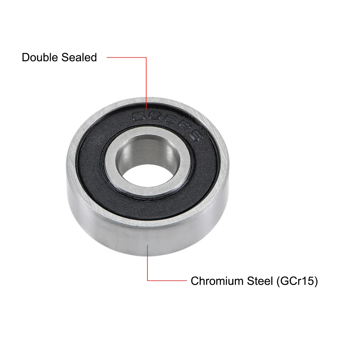 Uxcell 608-2RS Deep Groove Ball Bearings 8x22x7mm Double Sealed Chrome Steel P2 4pcs - Image 2