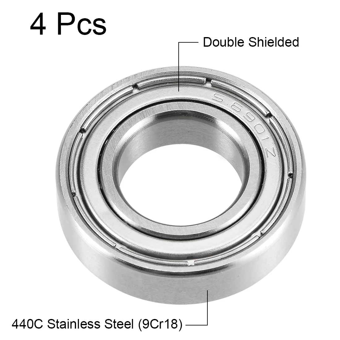 Uxcell S6901ZZ Deep Groove Ball Bearings 12mm x 24mm x 6mm Double Shielded Stainless Steel 4pcs - Image 2