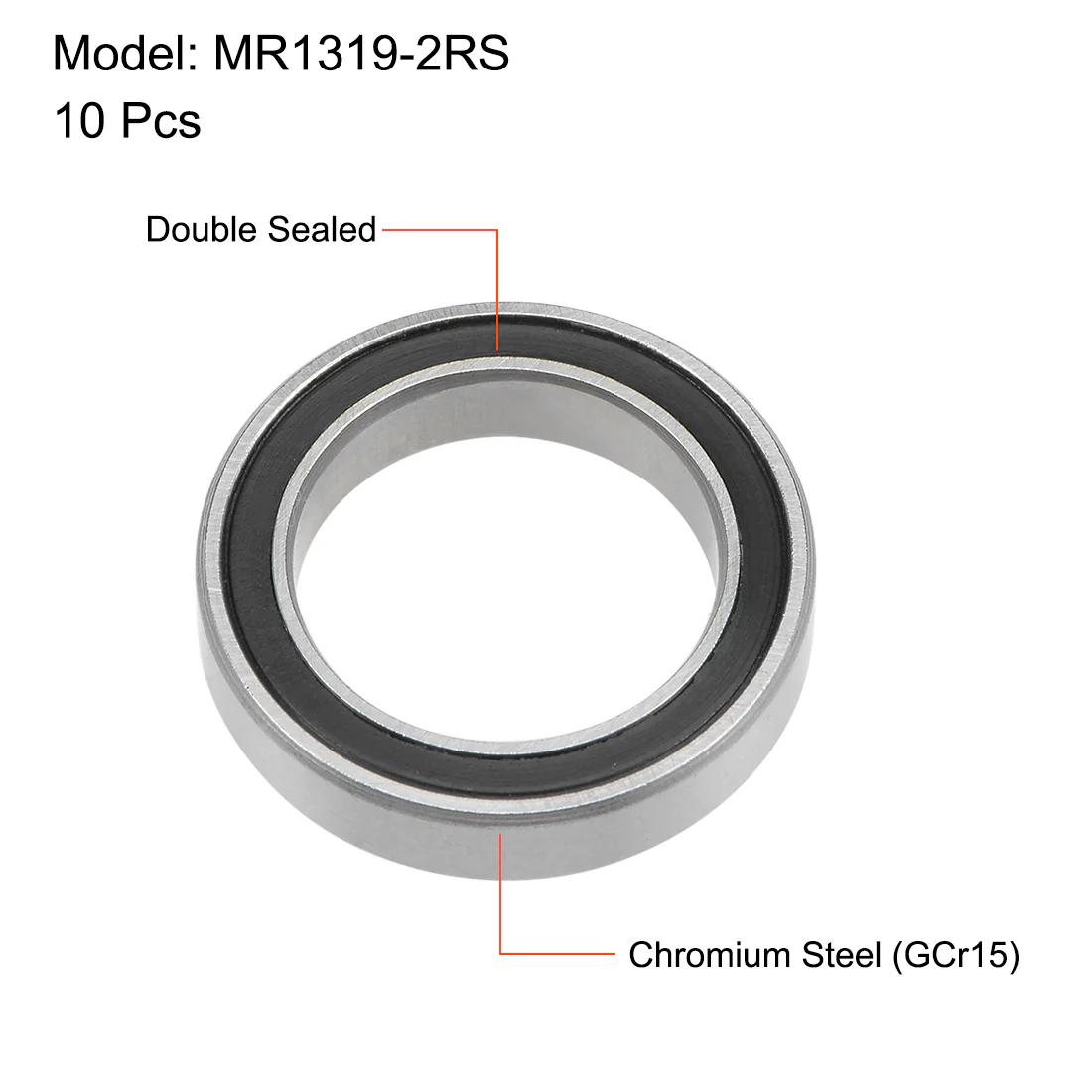 Uxcell MR1319-2RS Ball Bearings 13x19x4mm Double Sealed Chrome Steel P0 10pcs - Image 2
