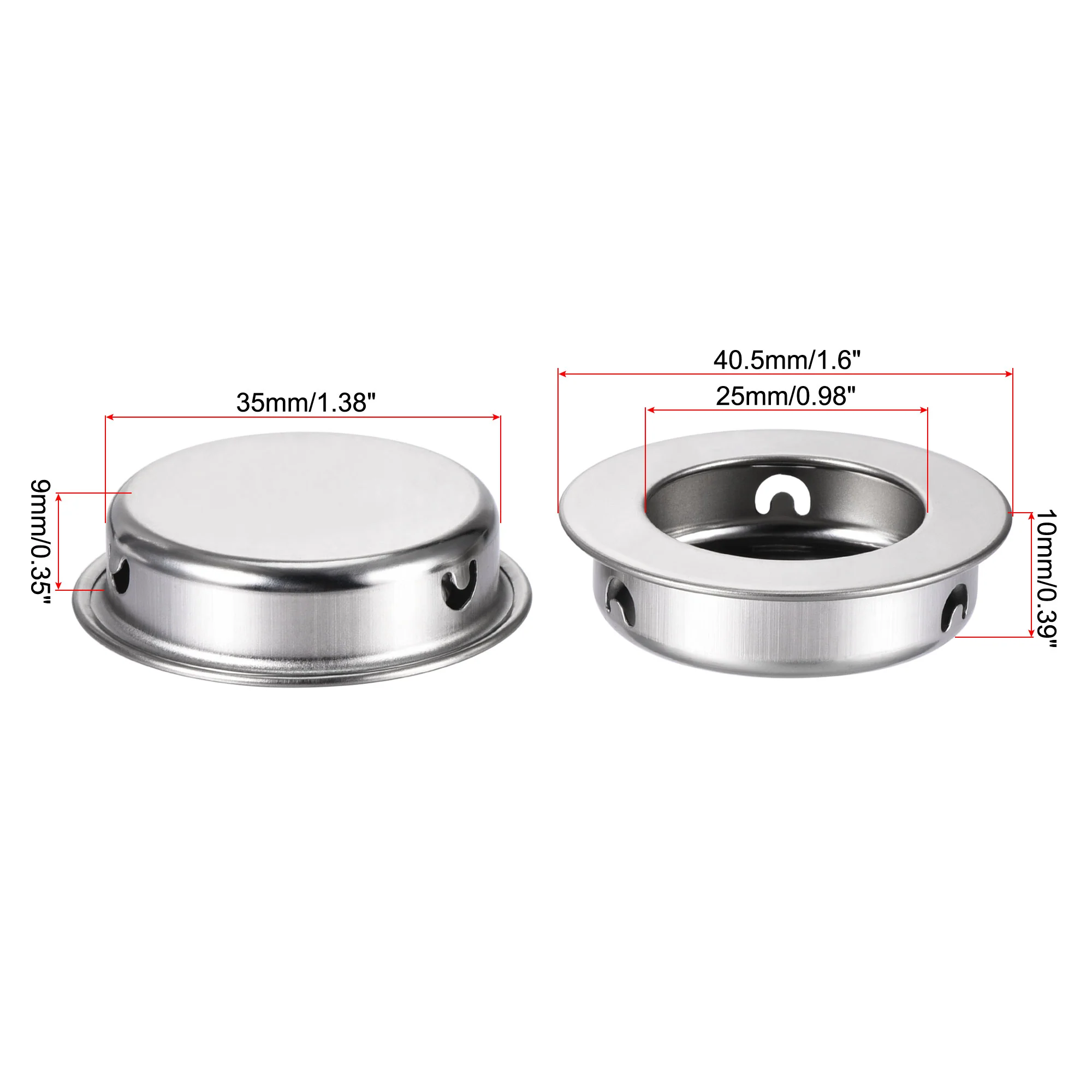 Uxcell Finger Flush Pull Handle 14pcs 35mm Hole Dia Plane Silver Tone - Image 2