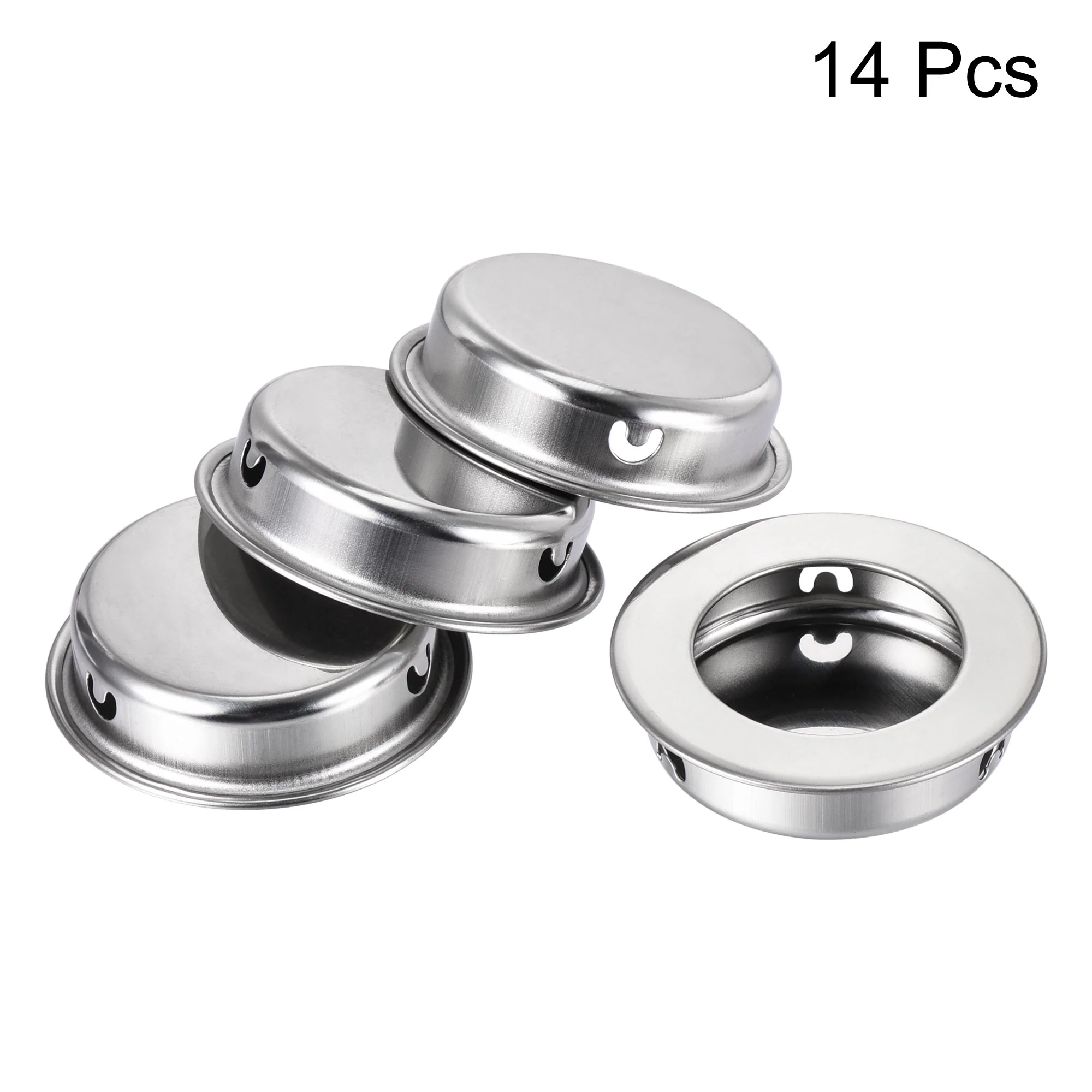 Uxcell Finger Flush Pull Handle 14pcs 35mm Hole Dia Plane Silver Tone - Image 3
