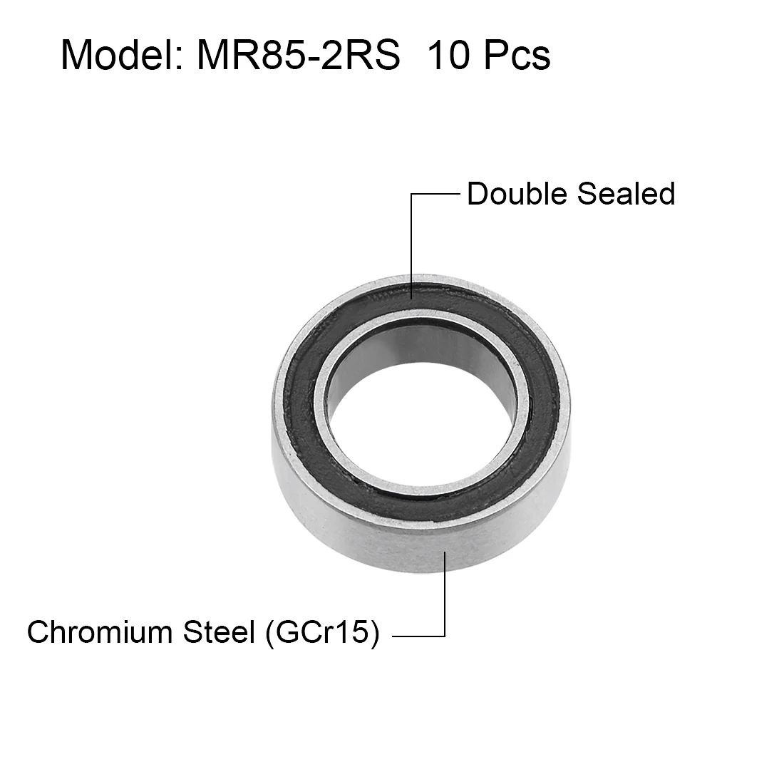Uxcell MR85-2RS Deep Groove Ball Bearings 5x8x2.5mm Double Sealed Chrome Steel P6 10pcs - Image 2