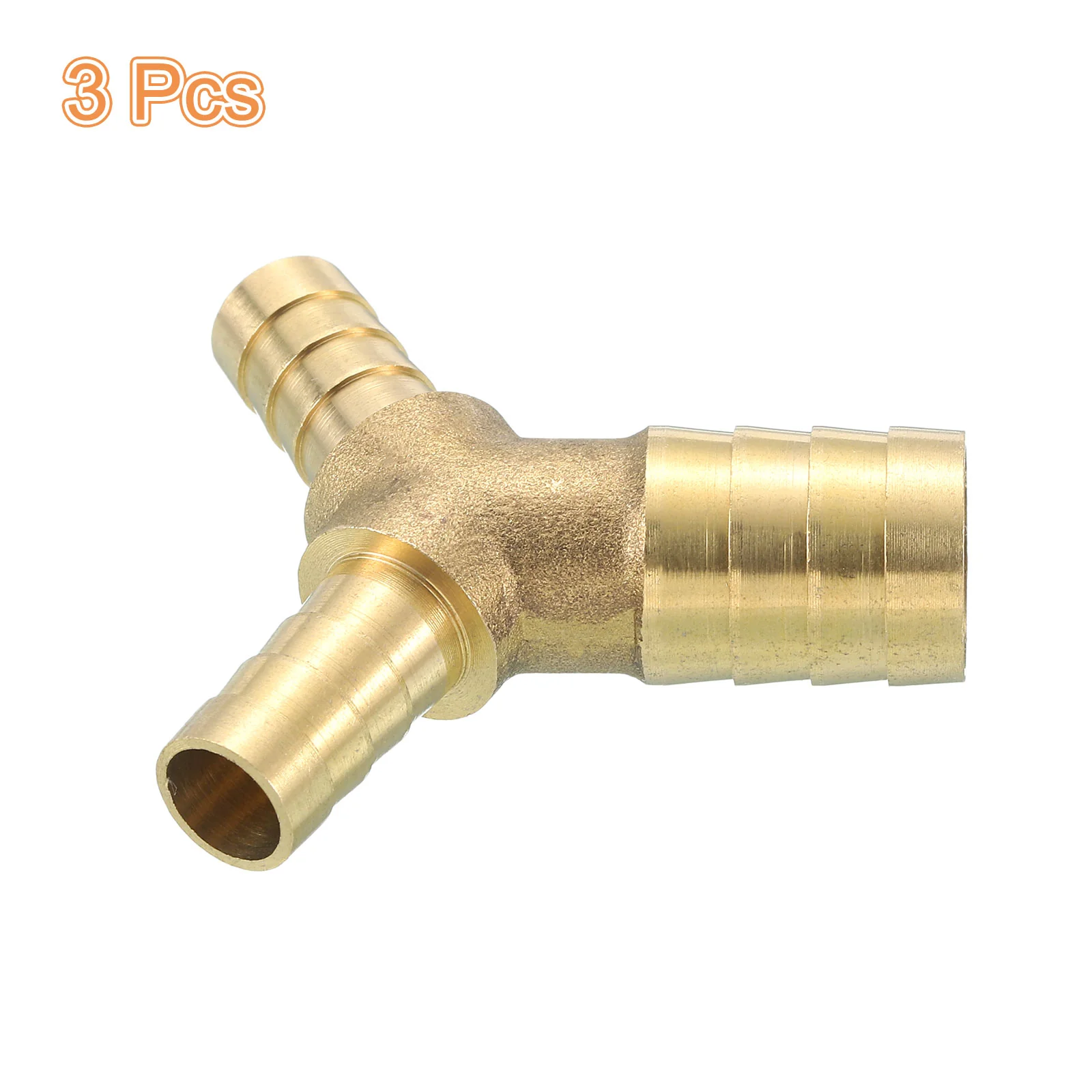 Uxcell 3Pcs Brass Hose Barb Fitting Y Shaped 3 Way Connector Coupler, 5/8"x3/8"x3/8" ID - Image 3