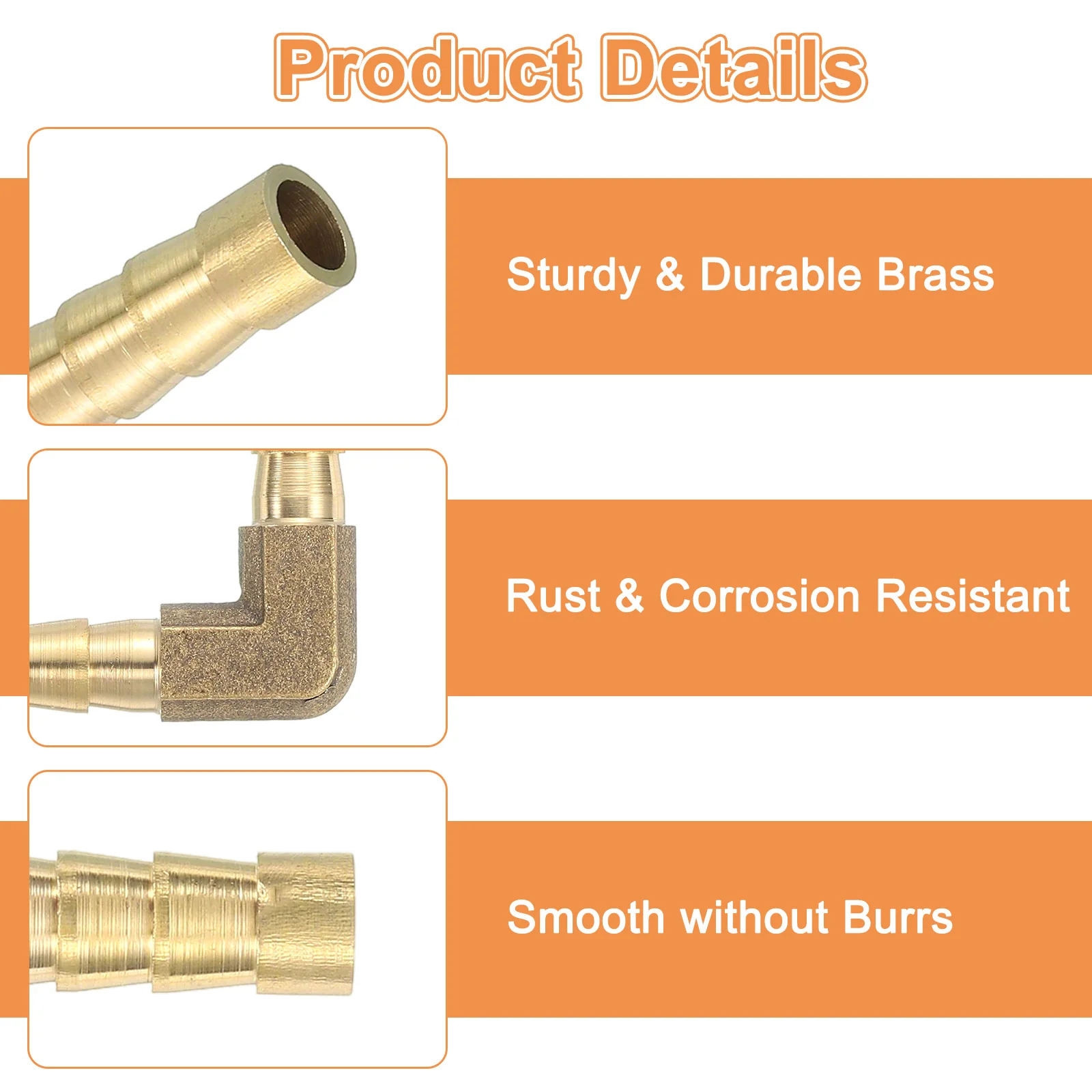 Uxcell 2 Pcs Brass Hose Barb Fitting l Right Angle Elbow Connector Coupler, 1/4" ID Brass Fitting Air Hose Fittings for Connecting Water Fuel Air, Oil Hoses - Image 4