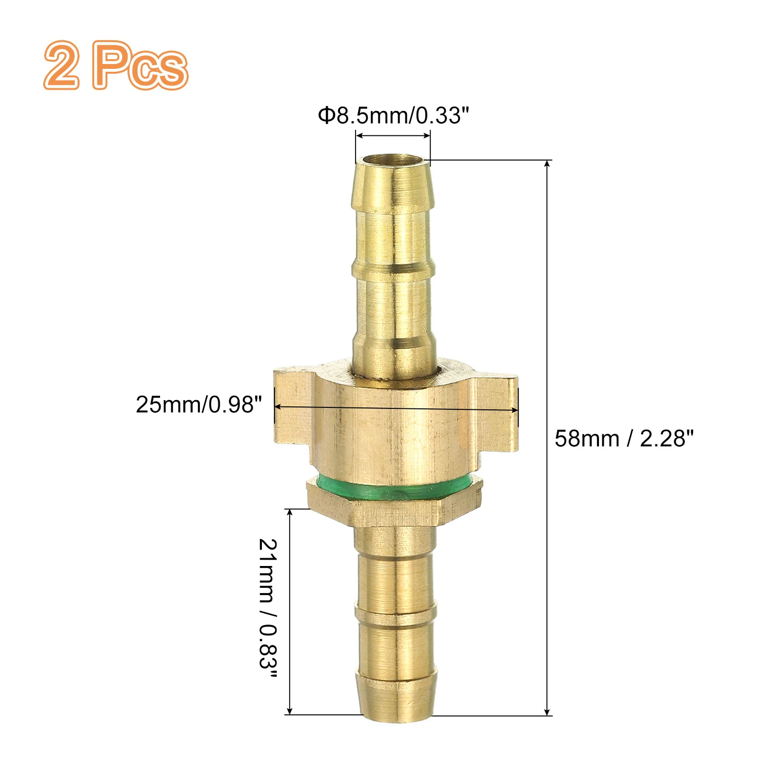 Uxcell 2 Pcs Brass Hose Barb Fitting Straight Connector Coupler, 3/8" ID - Image 2