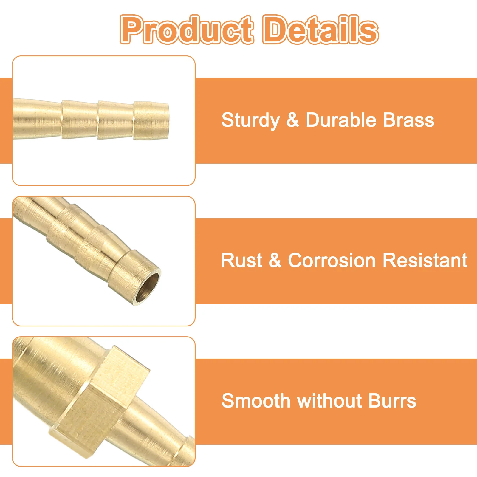 Uxcell 2 Pcs Brass Hose Barb Fitting Straight Connector Coupler, 3/16" ID Brass Fitting Air Hose Fittings for Connecting Water Fuel Air, Oil Hoses - Image 3