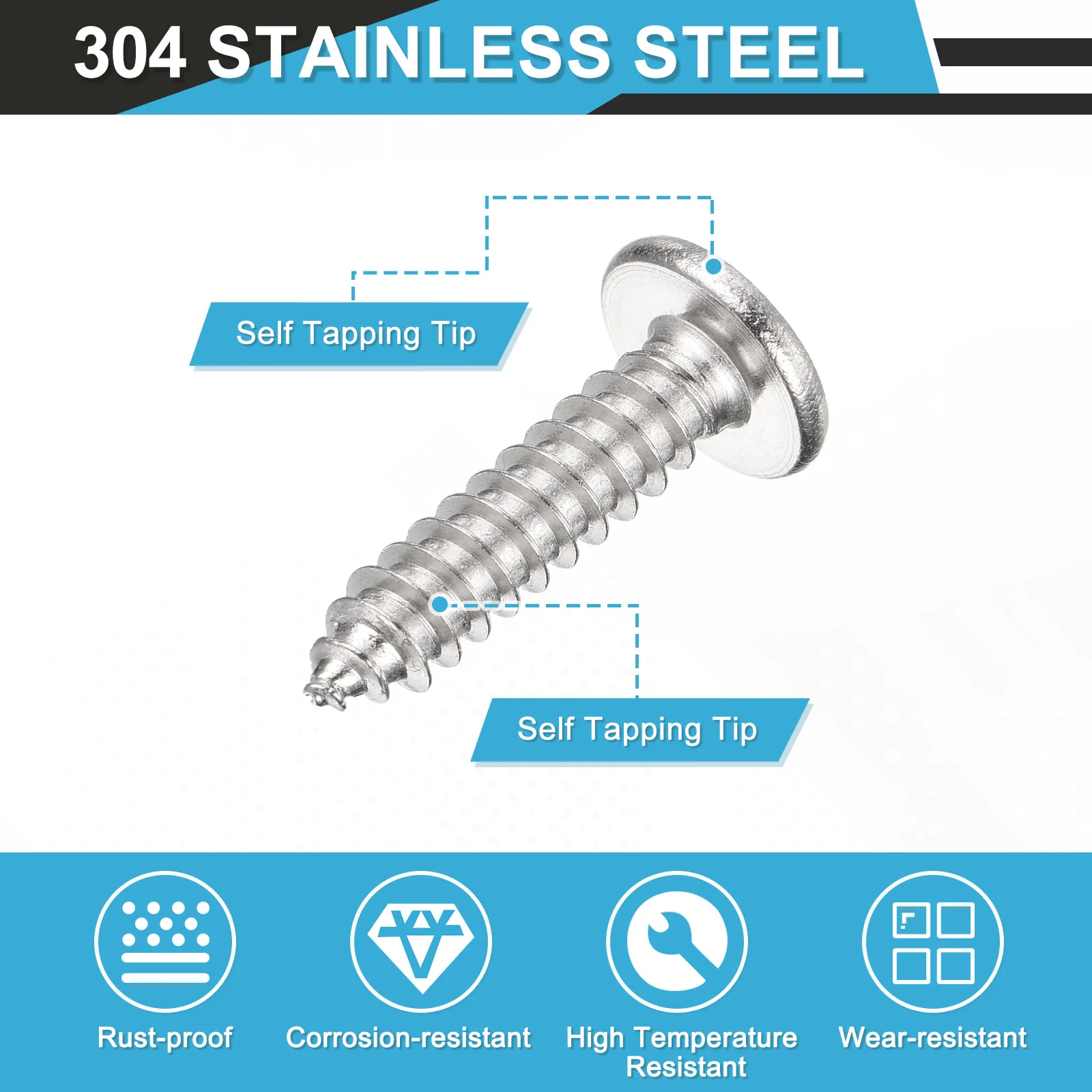 Uxcell 25 Pack M6 x 25mm 304 Stainless Steel Flat Round Socket Head Wood Screws - Image 3