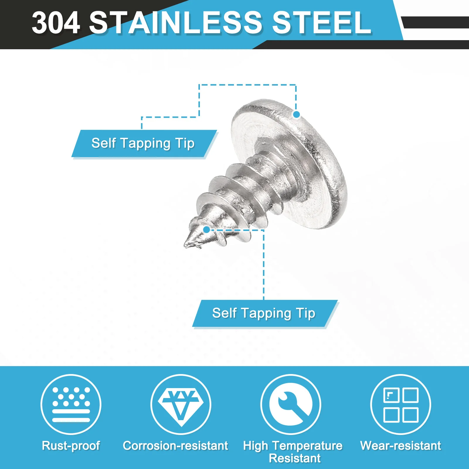 Uxcell M5 x 10mm (25 Pack) 304 Stainless Steel Flat Round Socket Head Wood Screws - Image 3