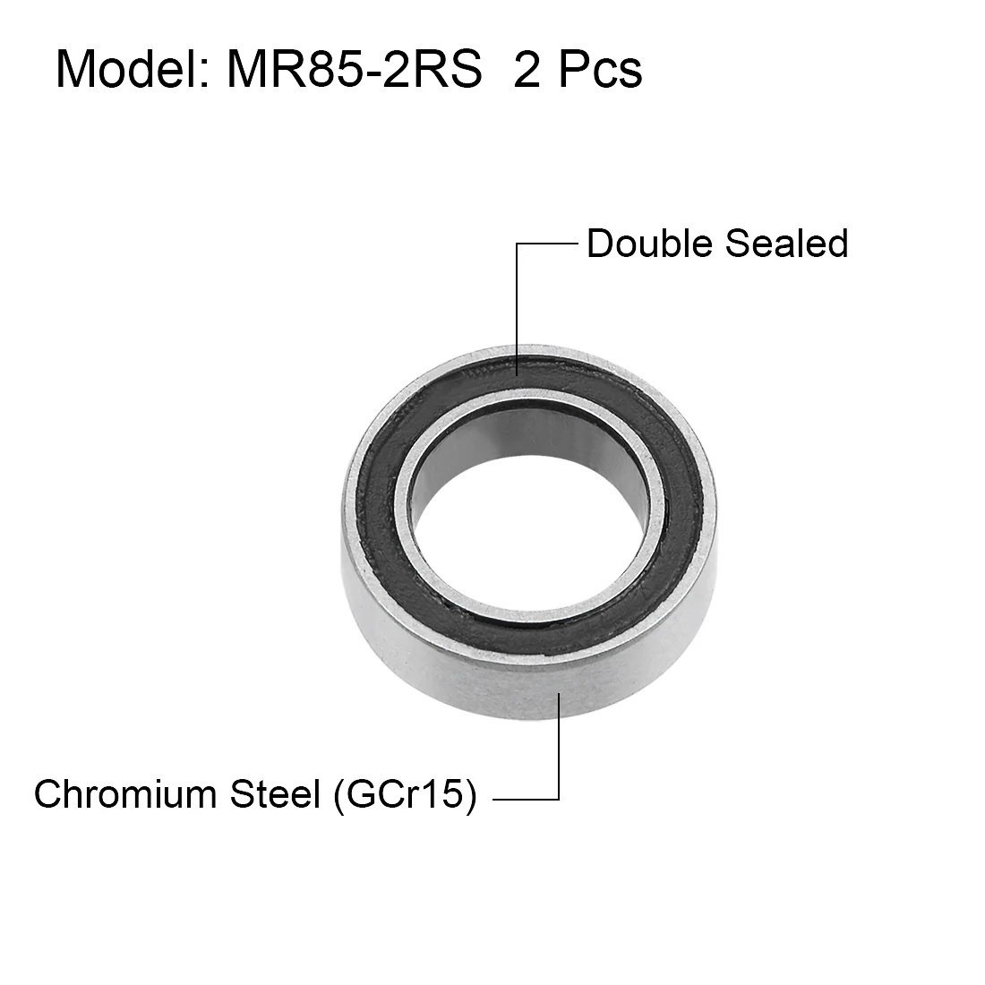 Uxcell MR85-2RS Deep Groove Ball Bearings 5x8x2.5mm Double Sealed Chrome Steel P6 2pcs - Image 2