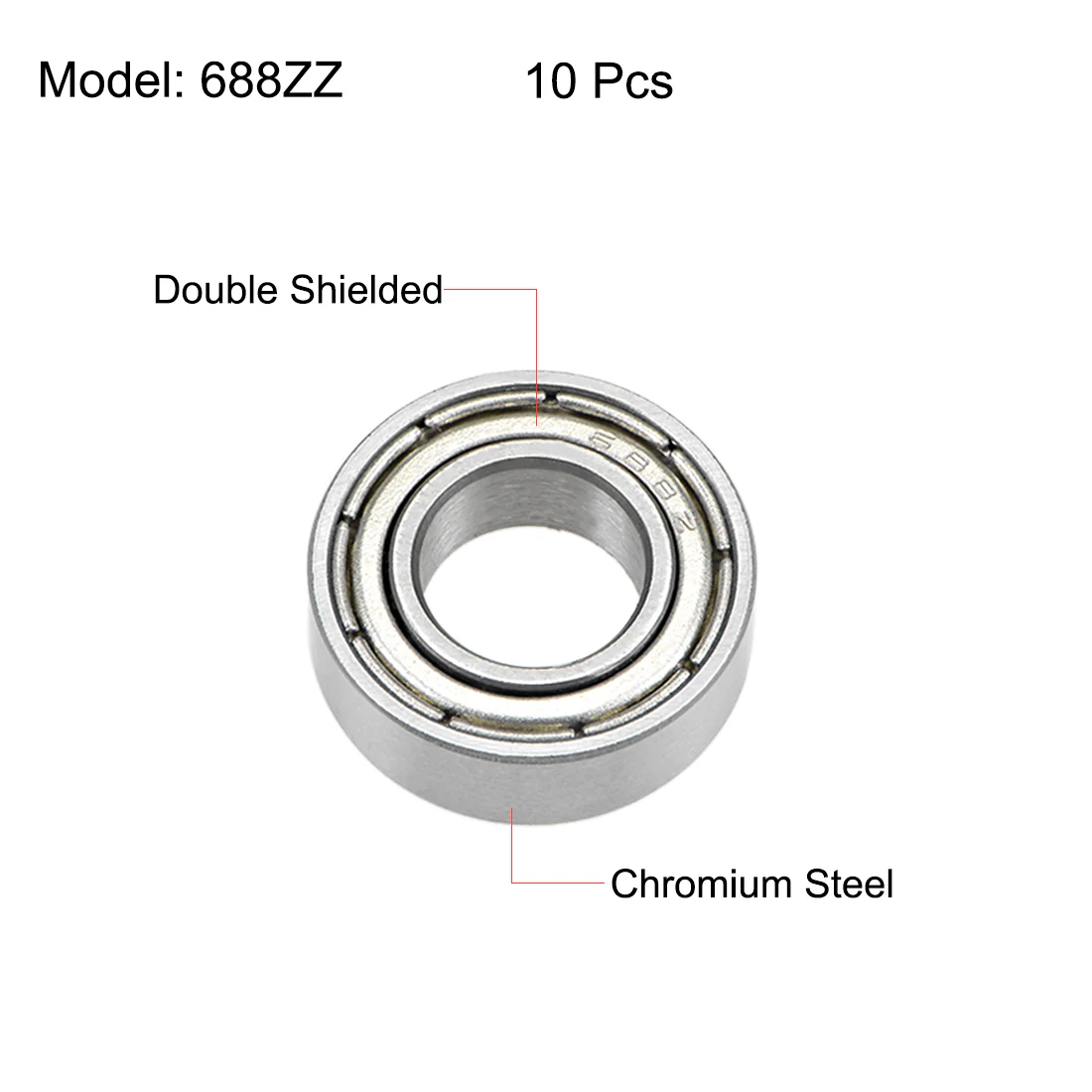 Uxcell 688ZZ Deep Groove Ball Bearings 8mm x 16mm x 5mm Double Shielded Chrome Steel Z2 10pcs - Image 2
