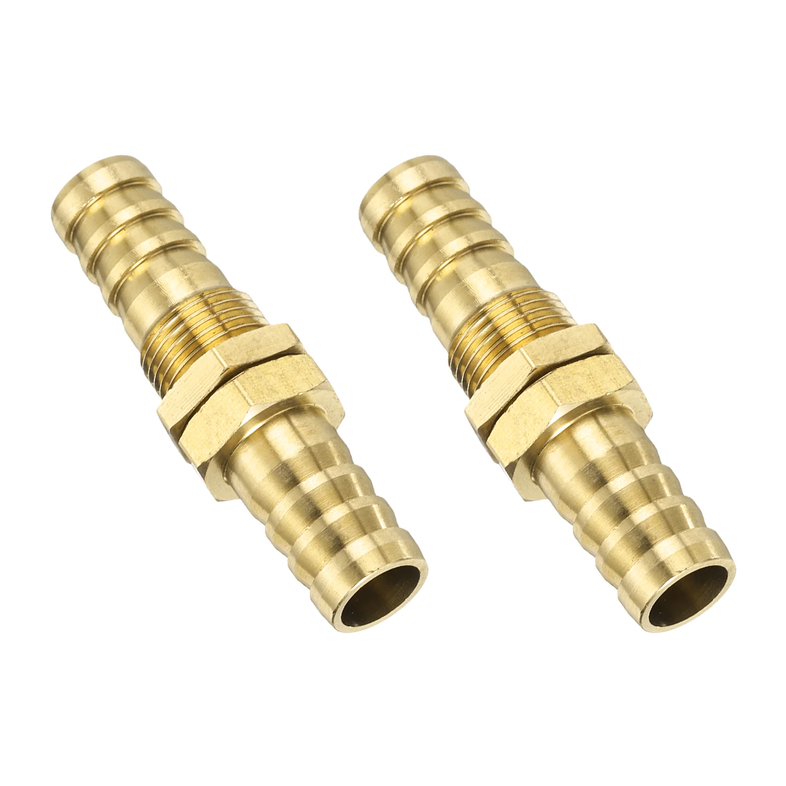 Uxcell 2Pcs 1.89" x 0.55" Brass Hose Barb Fitting Straight Connector Coupler 3/8" ID