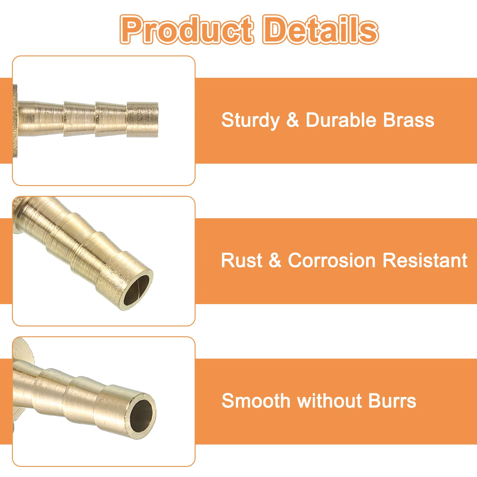 Uxcell 4 Pcs Brass Hose Barb Fitting Tee 3 Way Connector Coupler, 1/4"x3/16"x1/4" ID Brass Fitting Air Hose Fittings Reducer for Connecting Water Fuel Air, Oil Hoses - Image 3