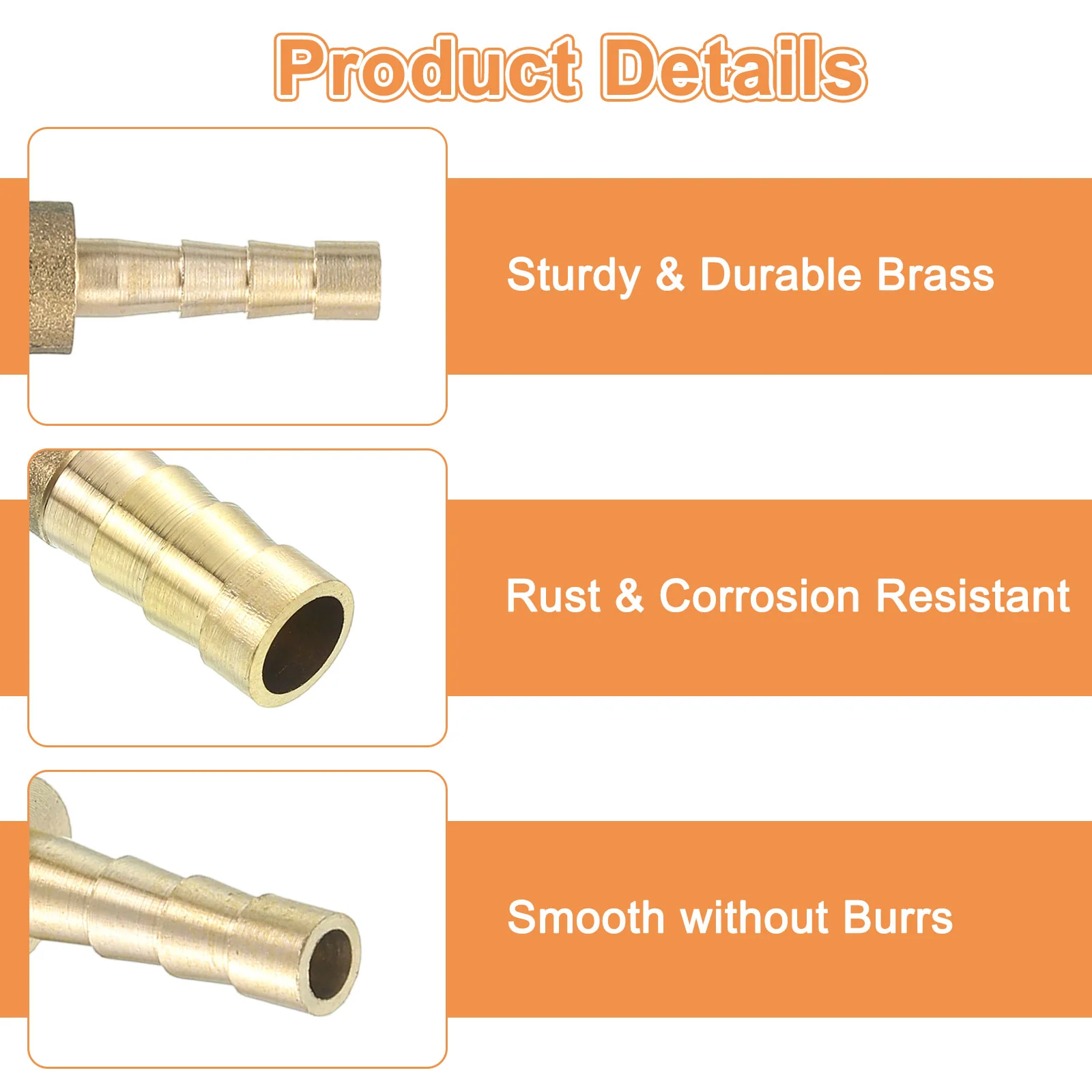 Uxcell 4 Pcs Brass Hose Barb Fitting Tee 3 Way Connector Coupler, 5/16"x3/16"x5/16" ID Brass Fitting Air Hose Fittings Reducer for Connecting Water Fuel Air, Oil Hoses - Image 3