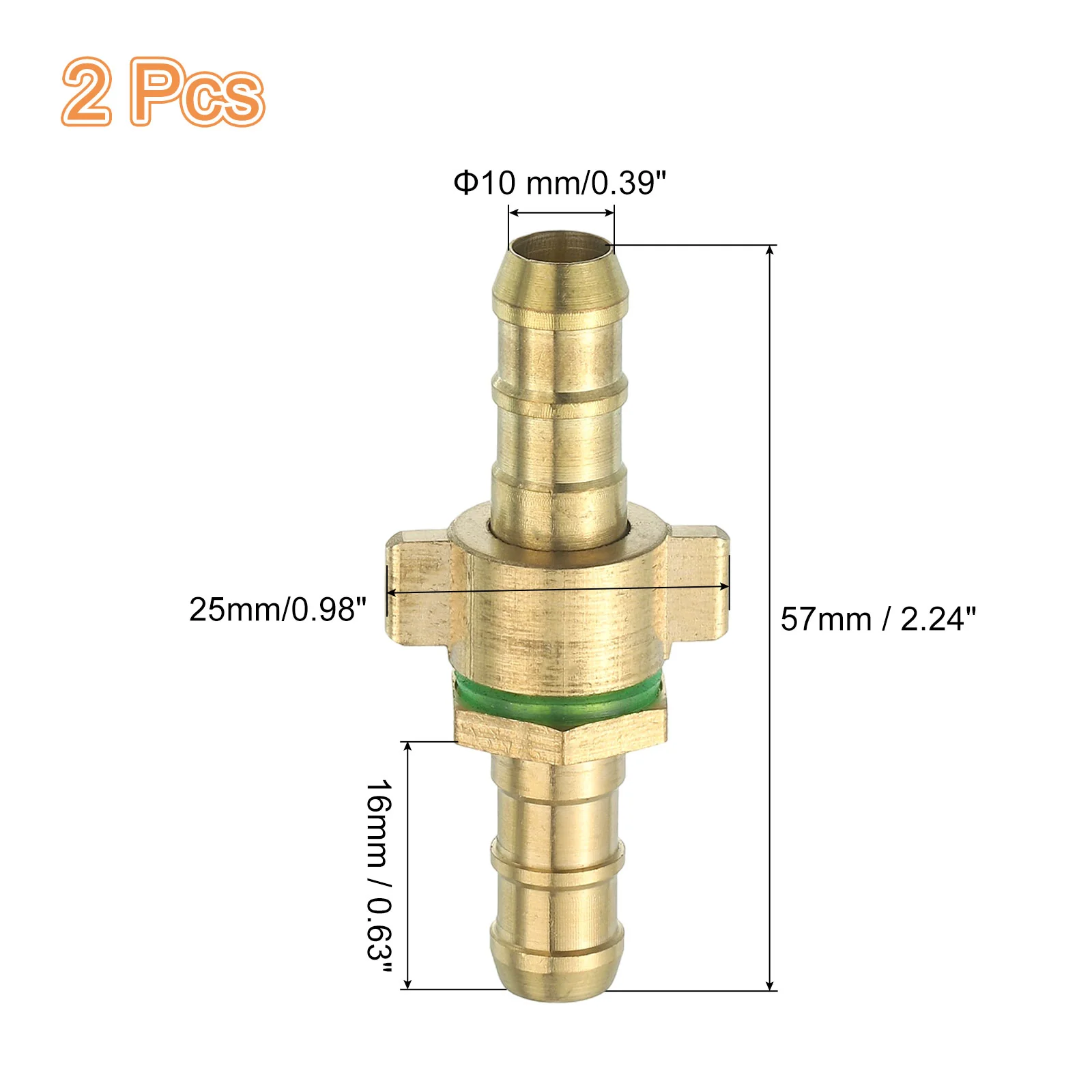 Uxcell 2 Pcs Brass Hose Barb Fitting Straight Connector Coupler 3/8" ID - Image 2