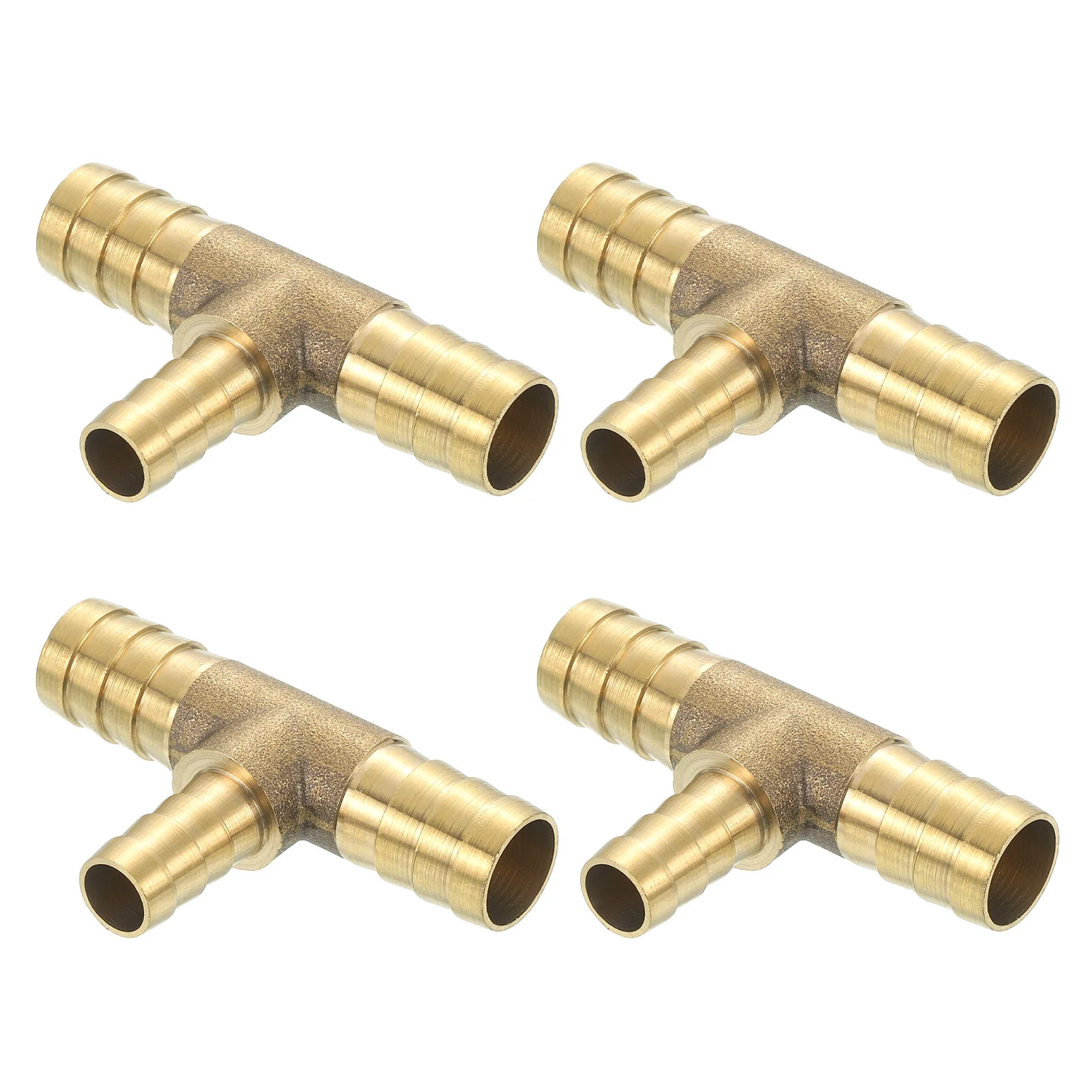 Uxcell 4Pcs Brass Hose Barb Fitting Tee 3 Way Connector Coupler, 9/16"x3/8"x9/16" ID