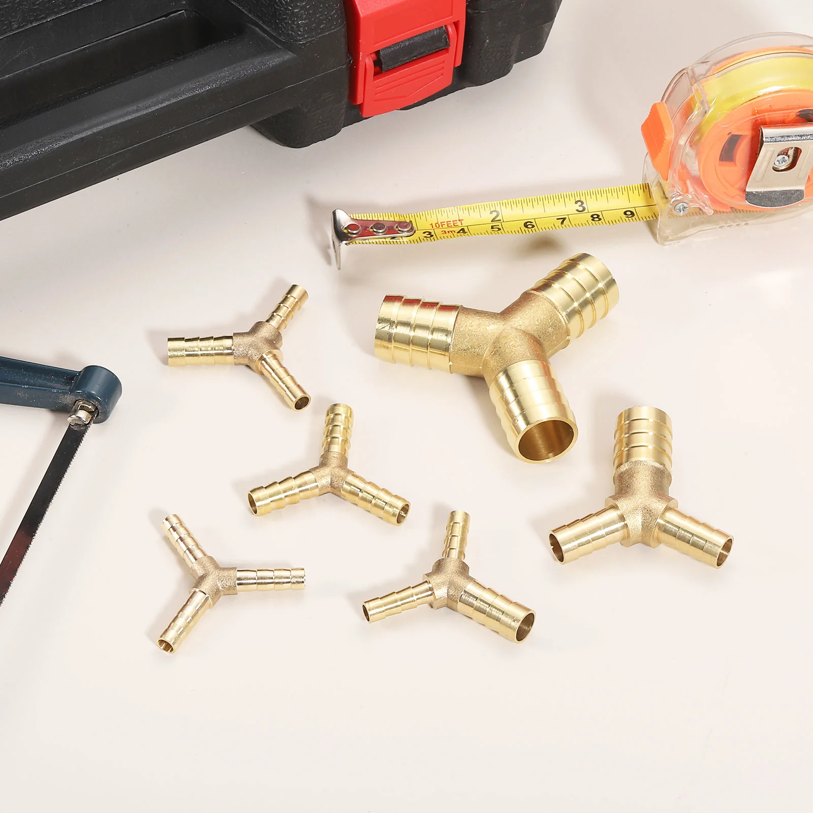 Uxcell 2Pcs Brass Hose Barb Fitting Y Shaped 3 Way Connector Coupler, 5/8" ID - Image 5