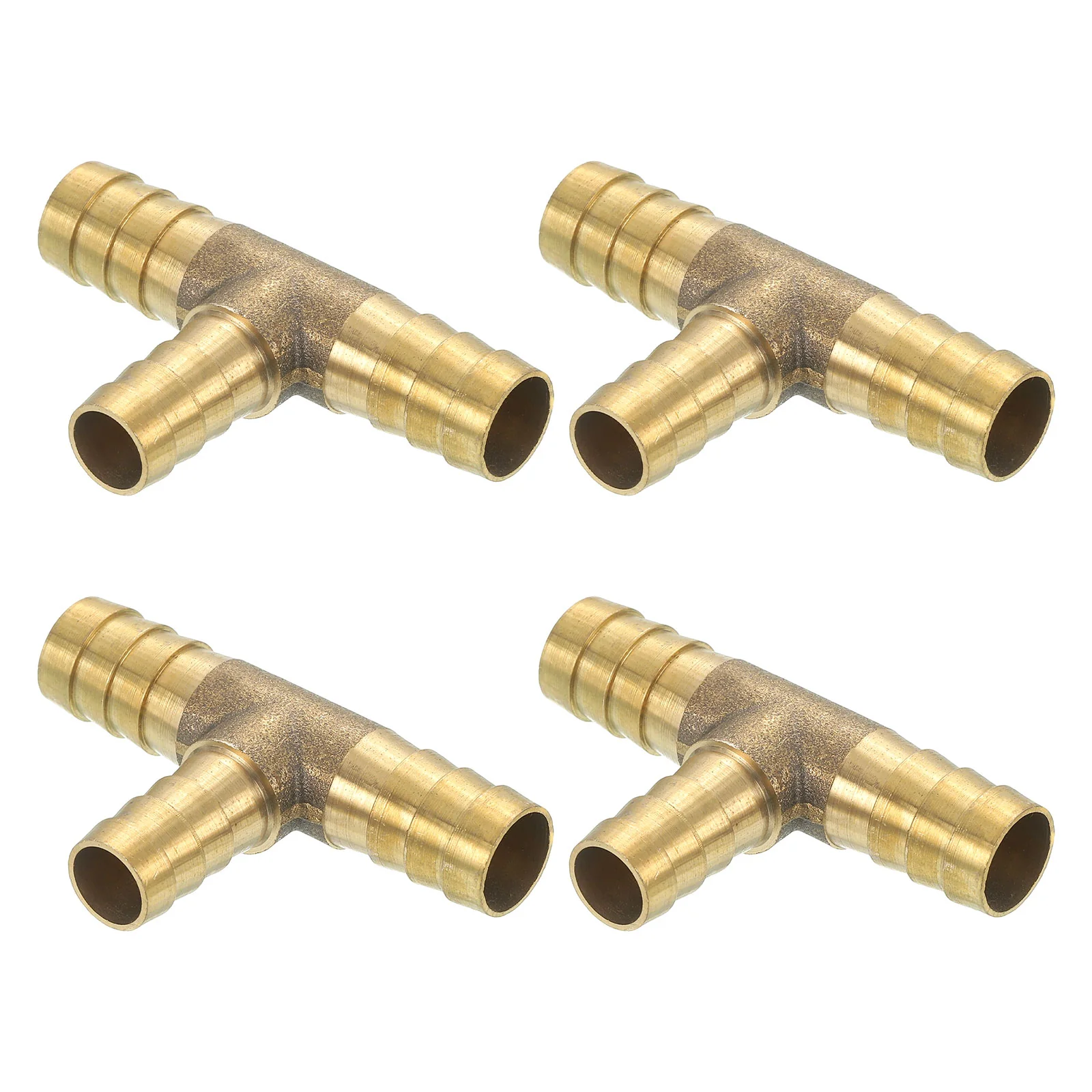 Uxcell 4Pcs Brass Hose Barb Fitting Tee 3 Way Connector Coupler, 1/2"x3/8"x1/2" ID