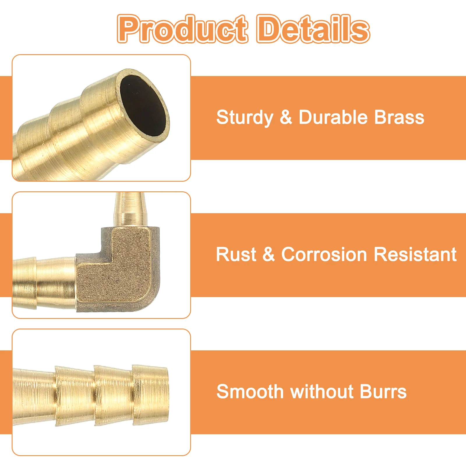 Uxcell 2 Pcs Brass Hose Barb Fitting l Right Angle Elbow Connector Coupler, 3/8"x1/4" ID Brass Fitting Air Hose Fittings Reducer for Connecting Water Fuel Air, Oil Hoses - Image 4