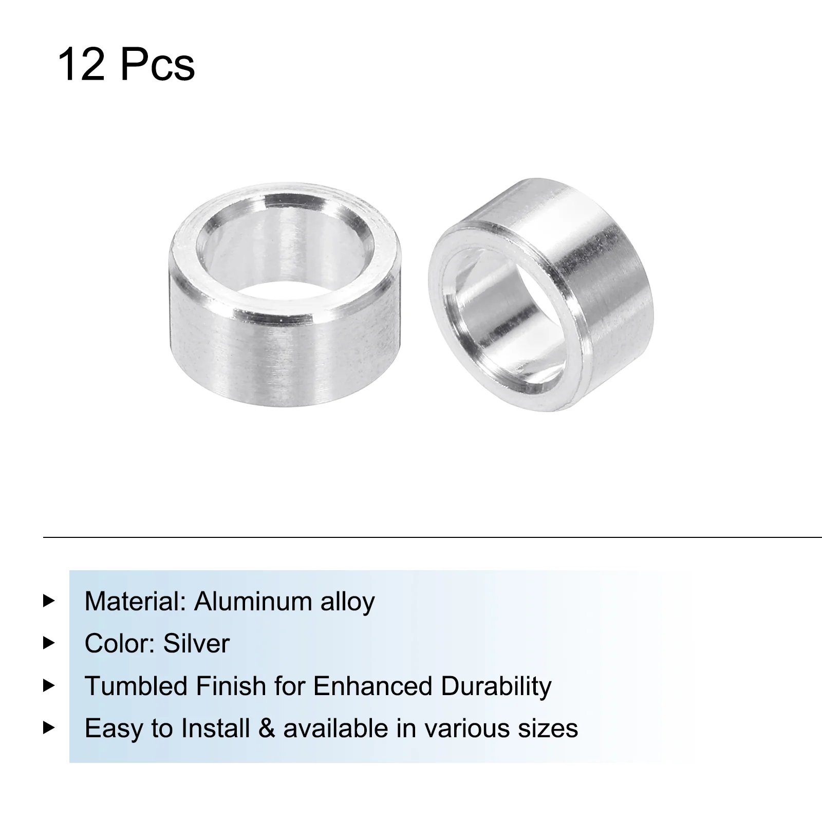Aluminum Spacer Column 1/3 " OD x 1/5 " ID x 0.12 " Length Plain Finish 12 Pack - Image 3