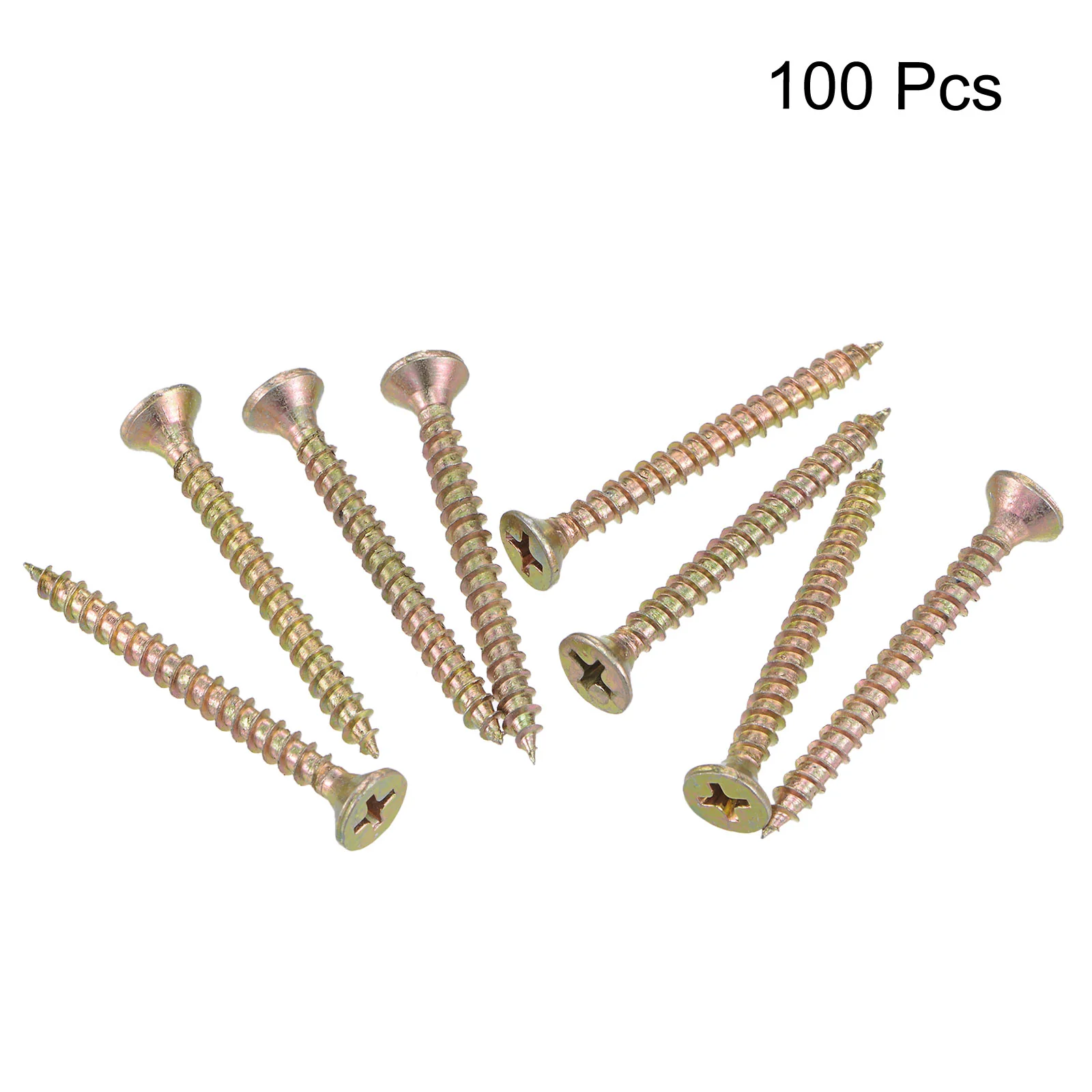 Uxcell M4 x 40mm Wood Screws Phillips Flat Head Carbon Steel Color Zinc Plated 100pcs - Image 3