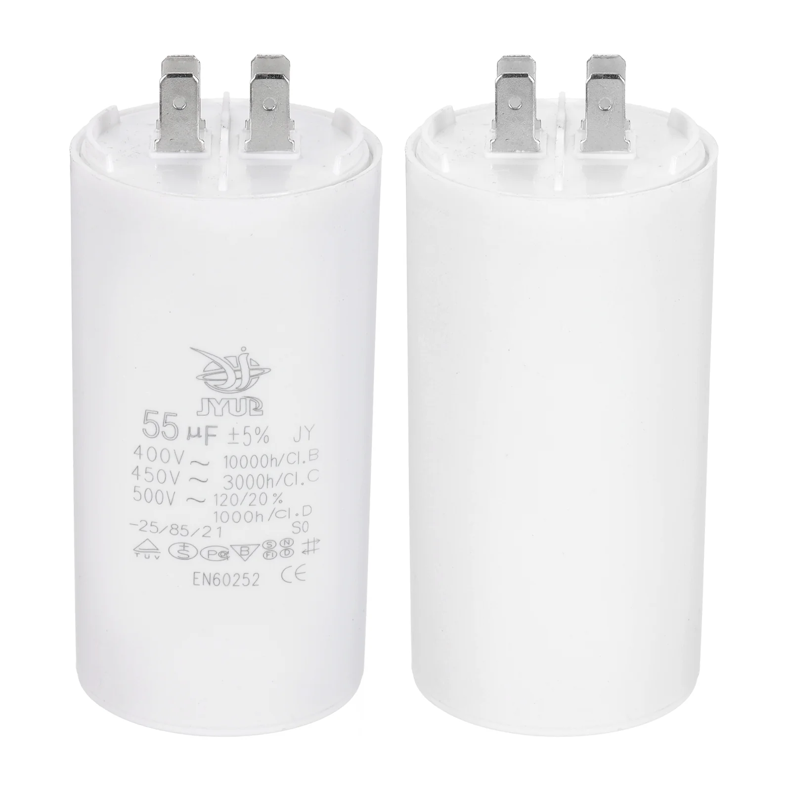 CBB60 55uF Run Capacitor,2 Pcs AC450V 4 Pin Double Insert with Sheath Spring - Image 3