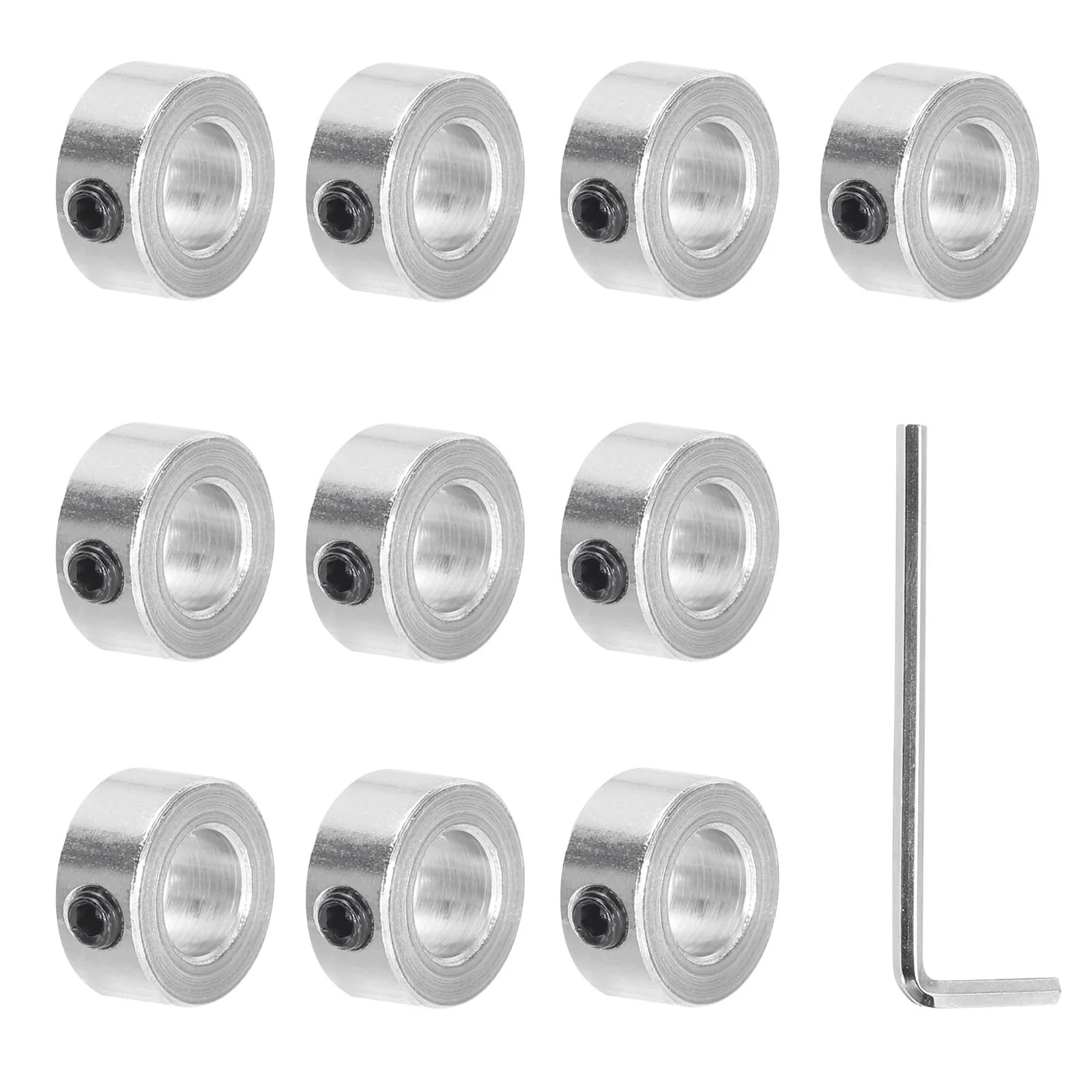 Shaft Collar 5/16" Bore Aluminum Alloy Clamping Collar with M4 Screws and Wrench for CNC Parts Silver 1 Set