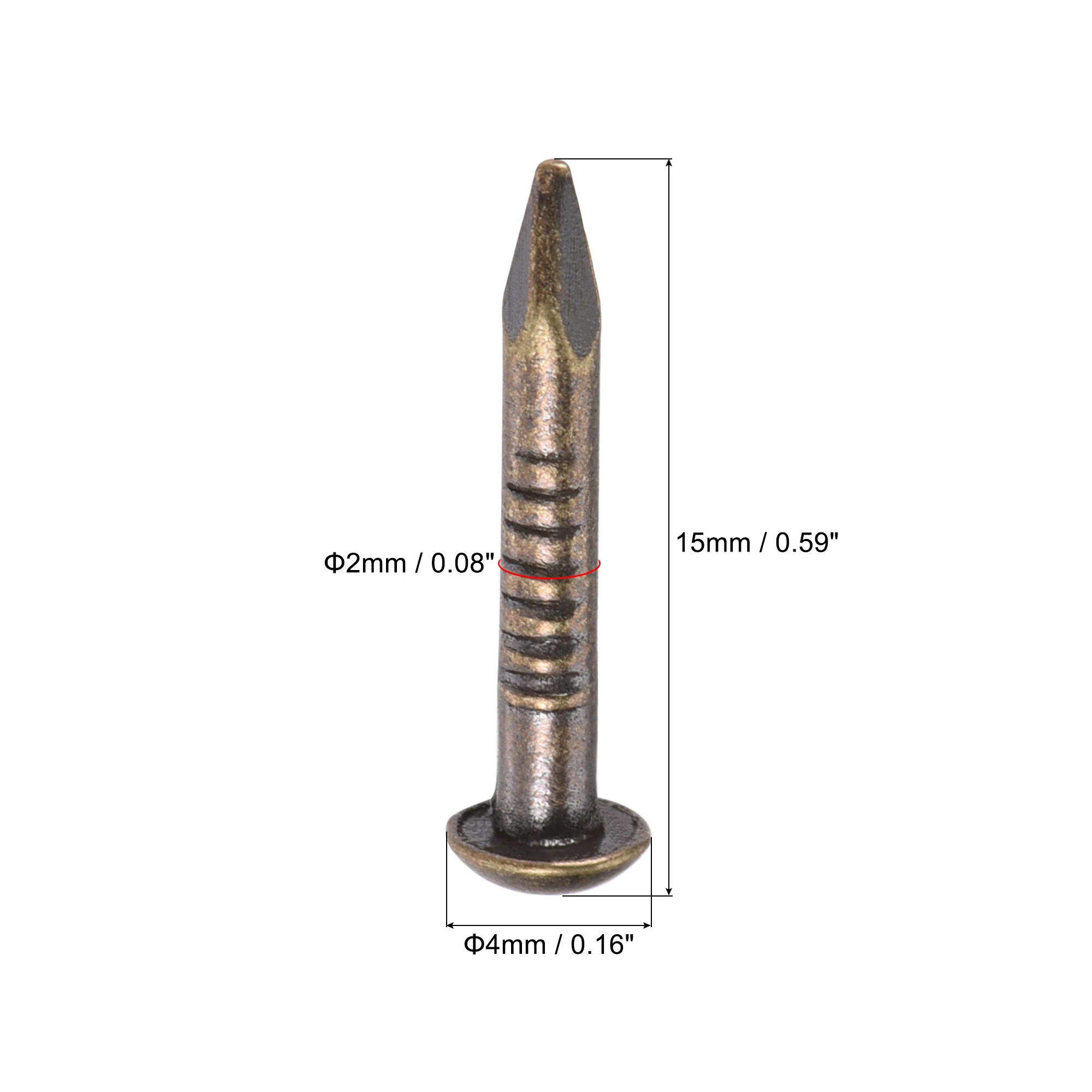 Uxcell Small Tiny Hardware Brass Nails 2mmx15mm(DxL) Bronze Tone 60pcs - Image 3