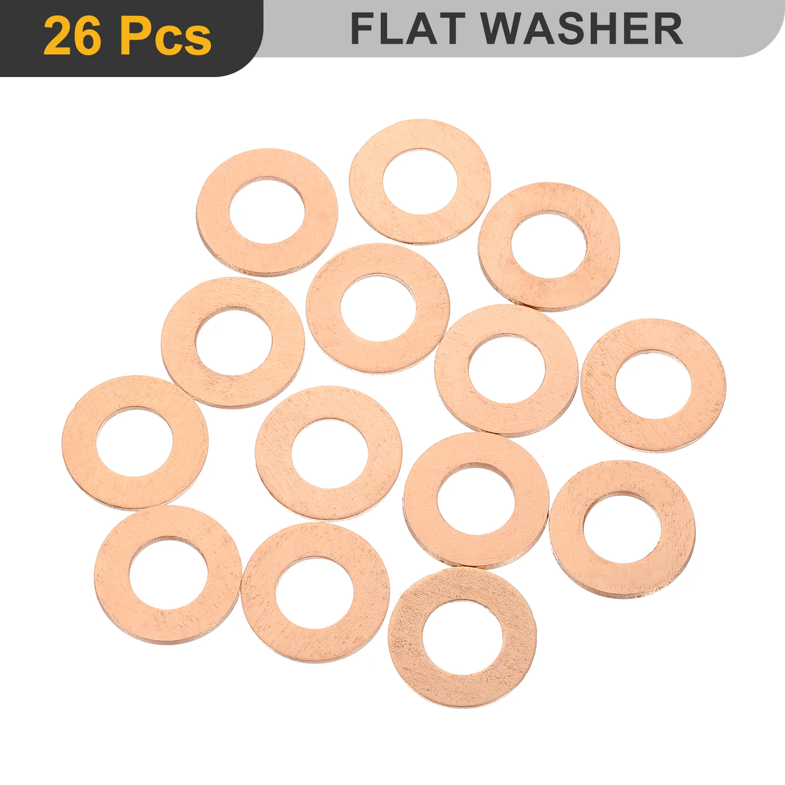 Uxcell M8 Flat Washer, 26Pcs Copper Ring Washer 16mm OD 1mm Thick Sealing Gasket Ring - Image 3