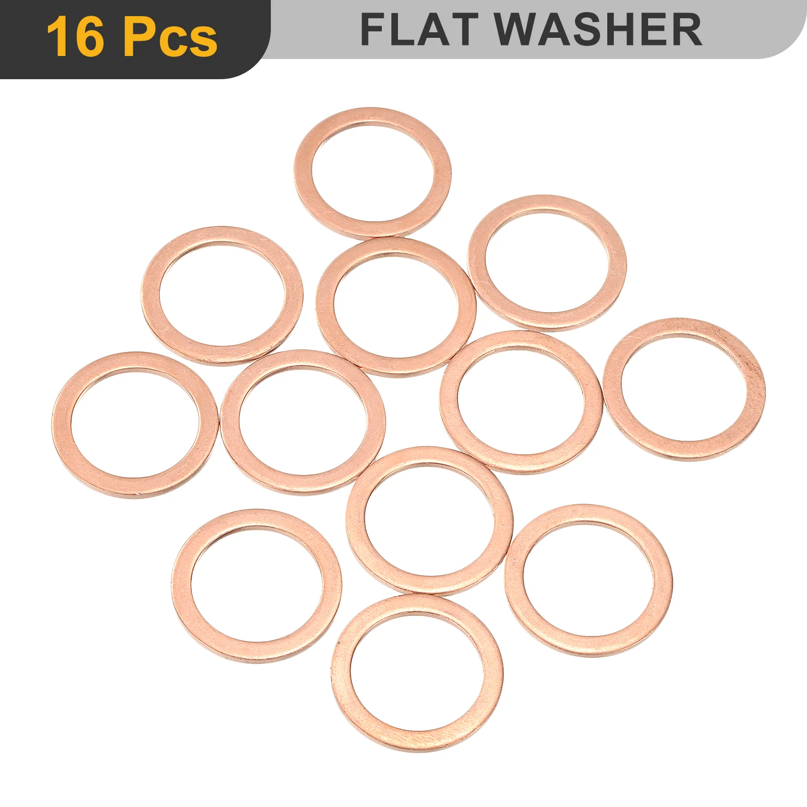 Uxcell M18 Flat Washer, 16Pcs Copper Ring Washer 24mm OD 1.5 Thick Sealing Gasket Ring - Image 3