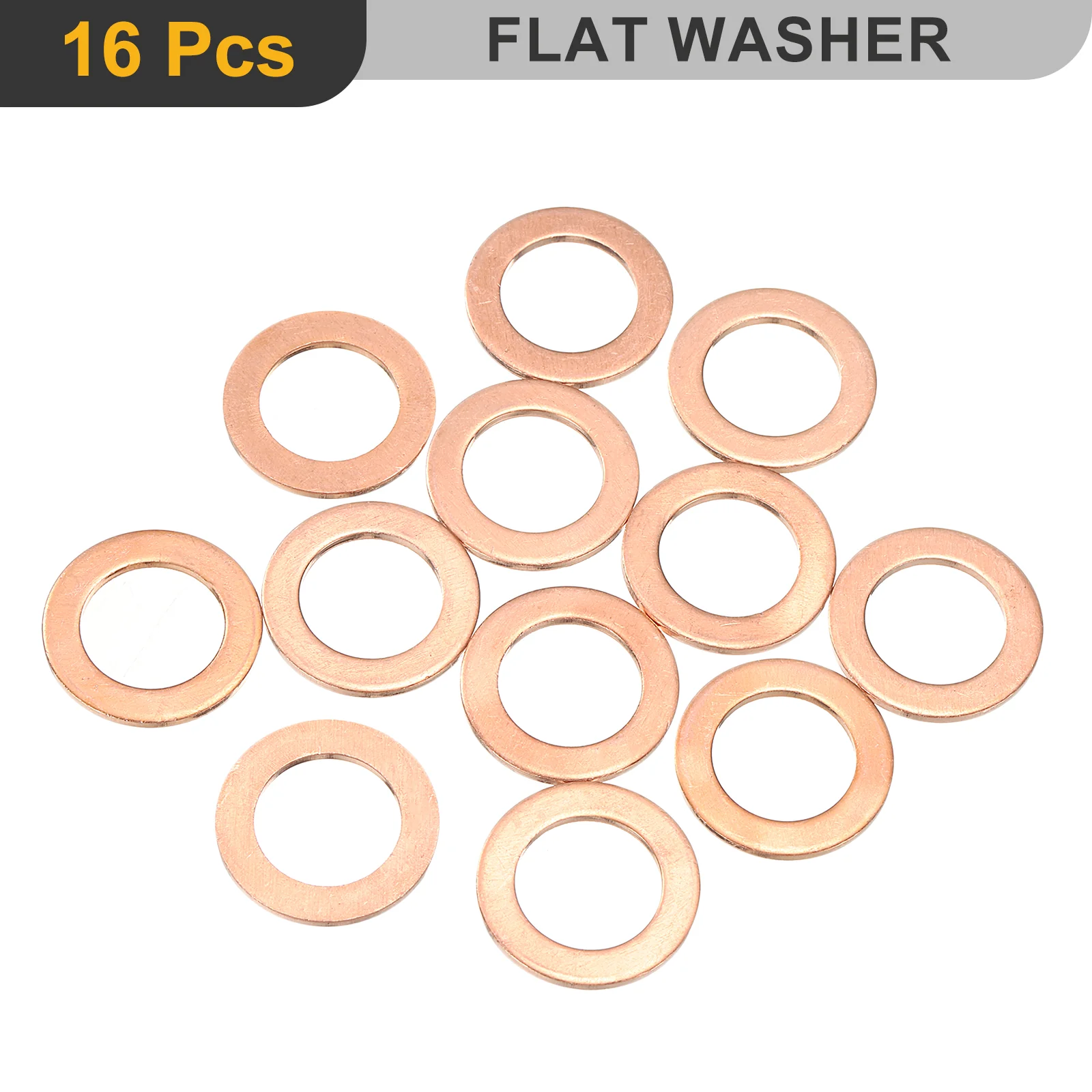 Uxcell M14 Flat Washer, 16Pcs Copper Ring Washer 22mm OD 1.5mmThick Sealing Gasket Ring - Image 3
