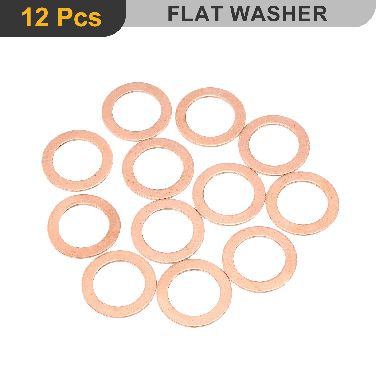 Uxcell M16 Flat Washer, 12Pcs Copper Ring Washer 24mm OD 1 Thick Sealing Gasket Ring - Image 3