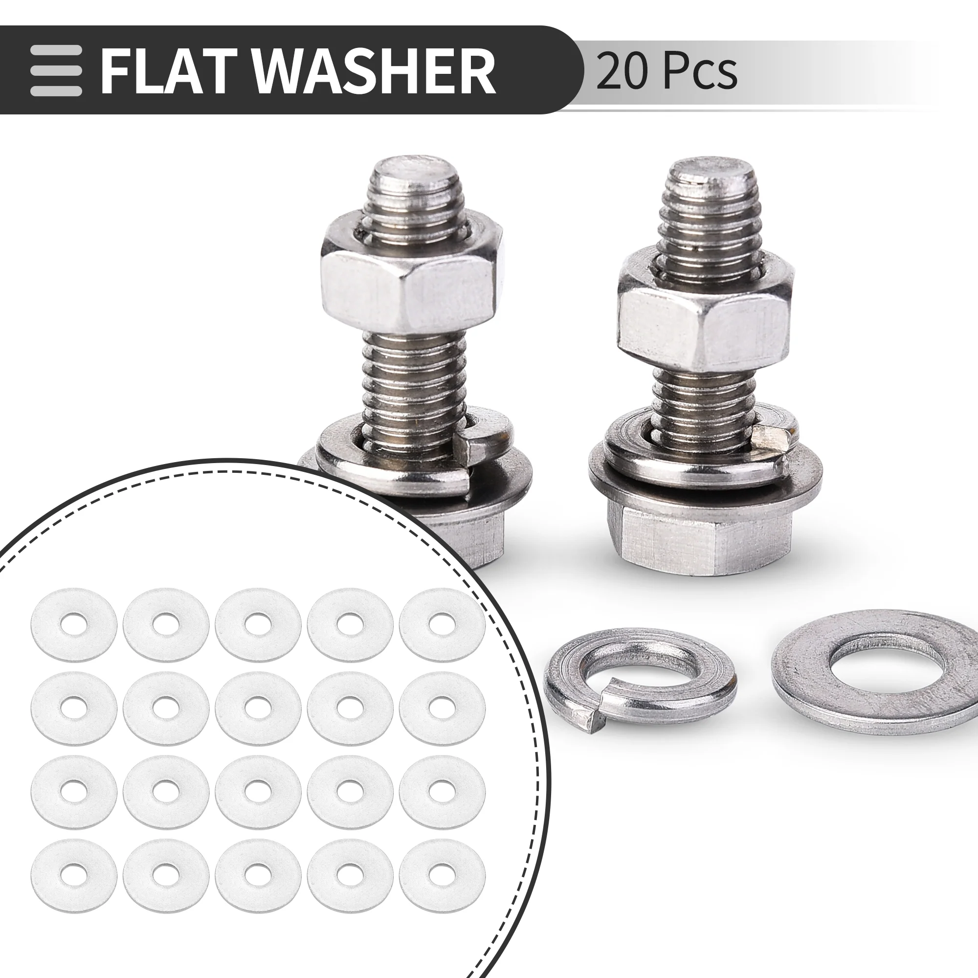 Universal Flat Washer 4mm ID 12mm OD 1mm Thickness Stainless Steel 20 Pcs - Image 2