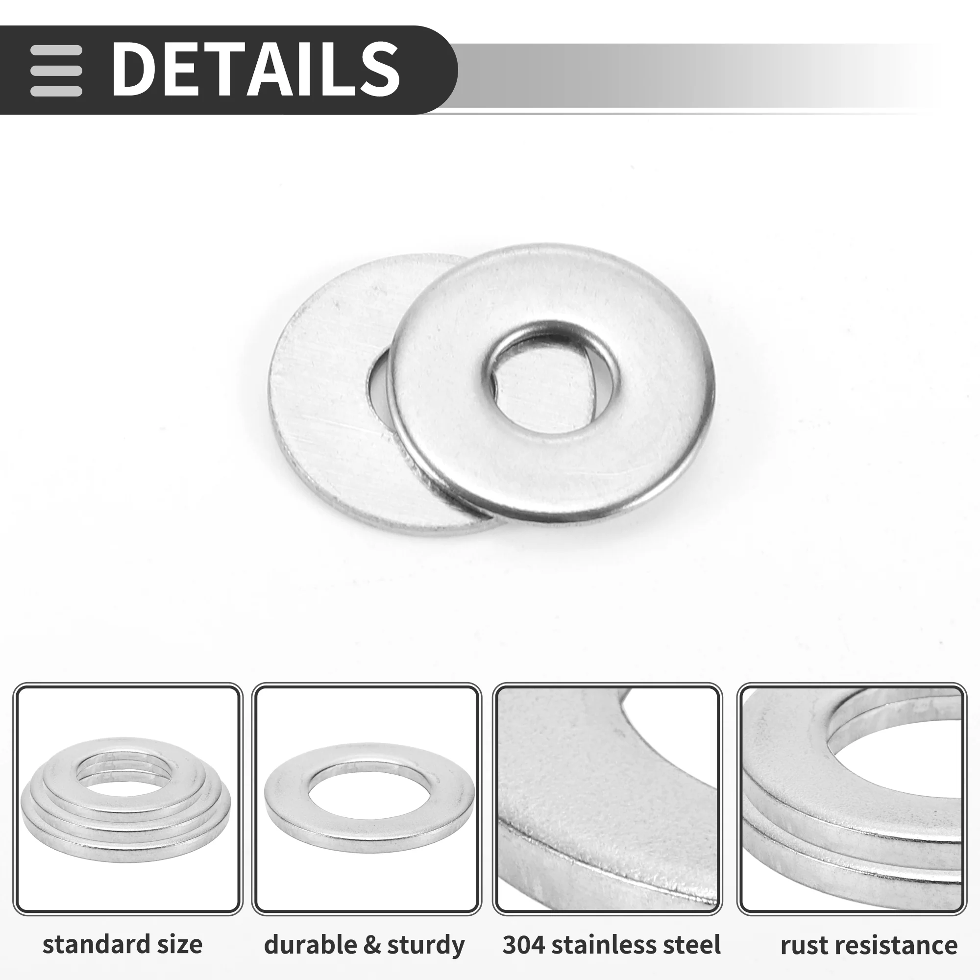 Universal Flat Washer 5mm ID 16mm OD 1.2mm Thickness Stainless Steel 20 Pcs - Image 5